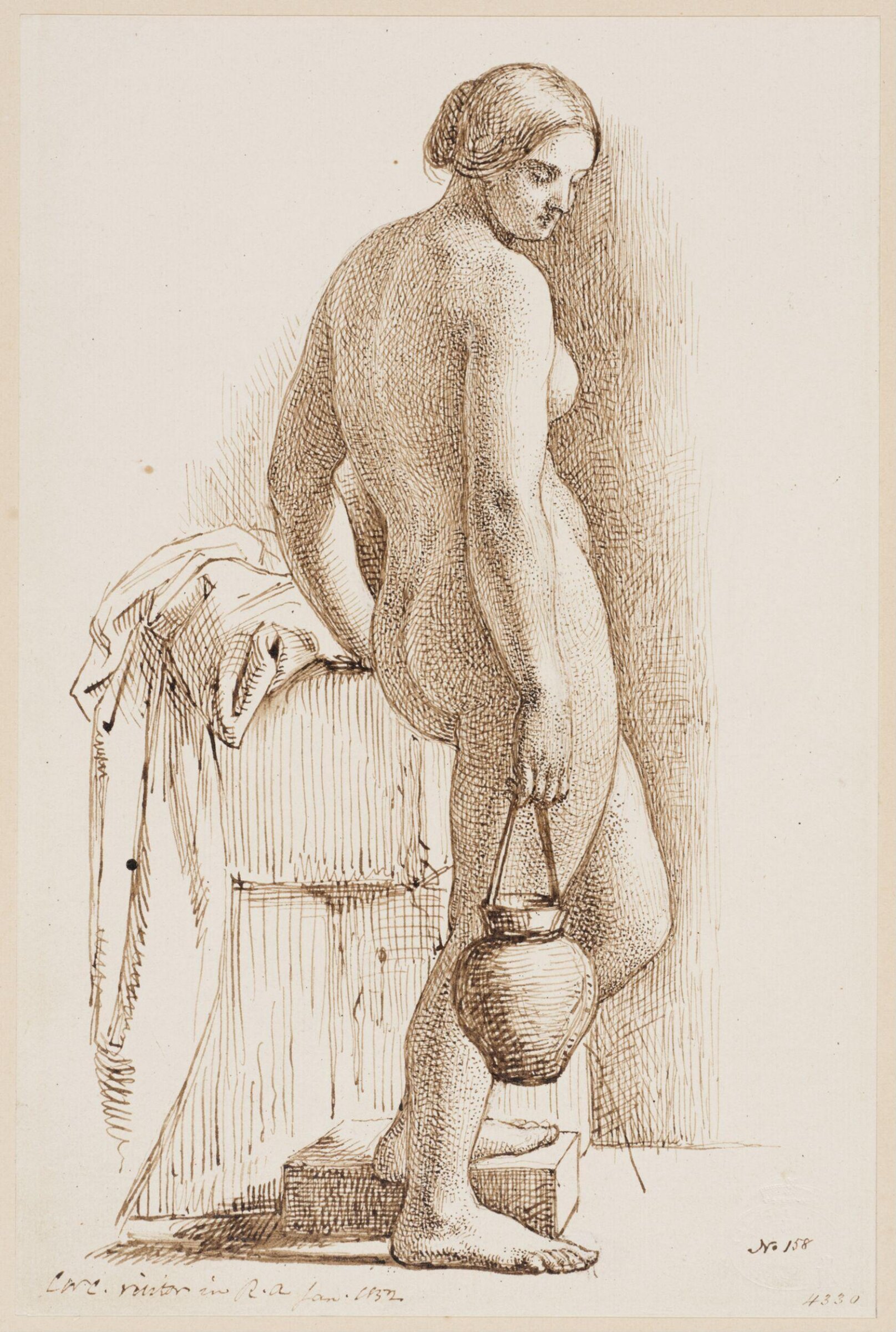 Study of female figure, Charles West Cope, 1852