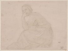 A seated female figure, partly draped, facing left thumbnail 1