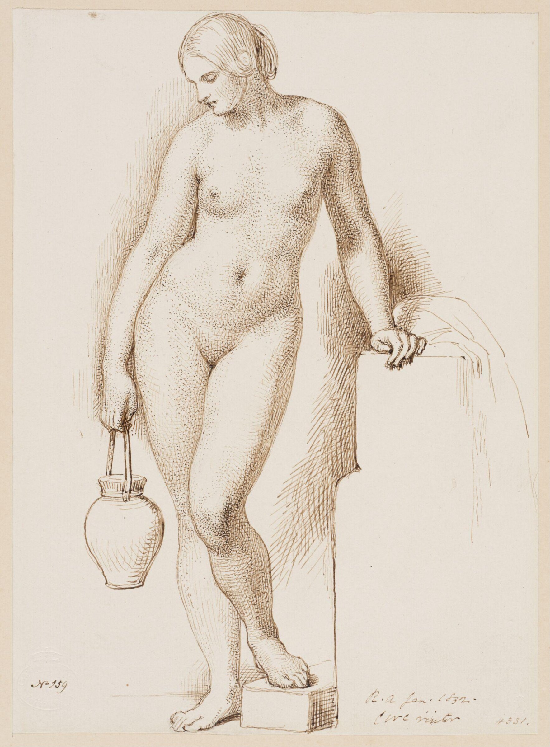 Study of female figure, Charles West Cope, 1852
