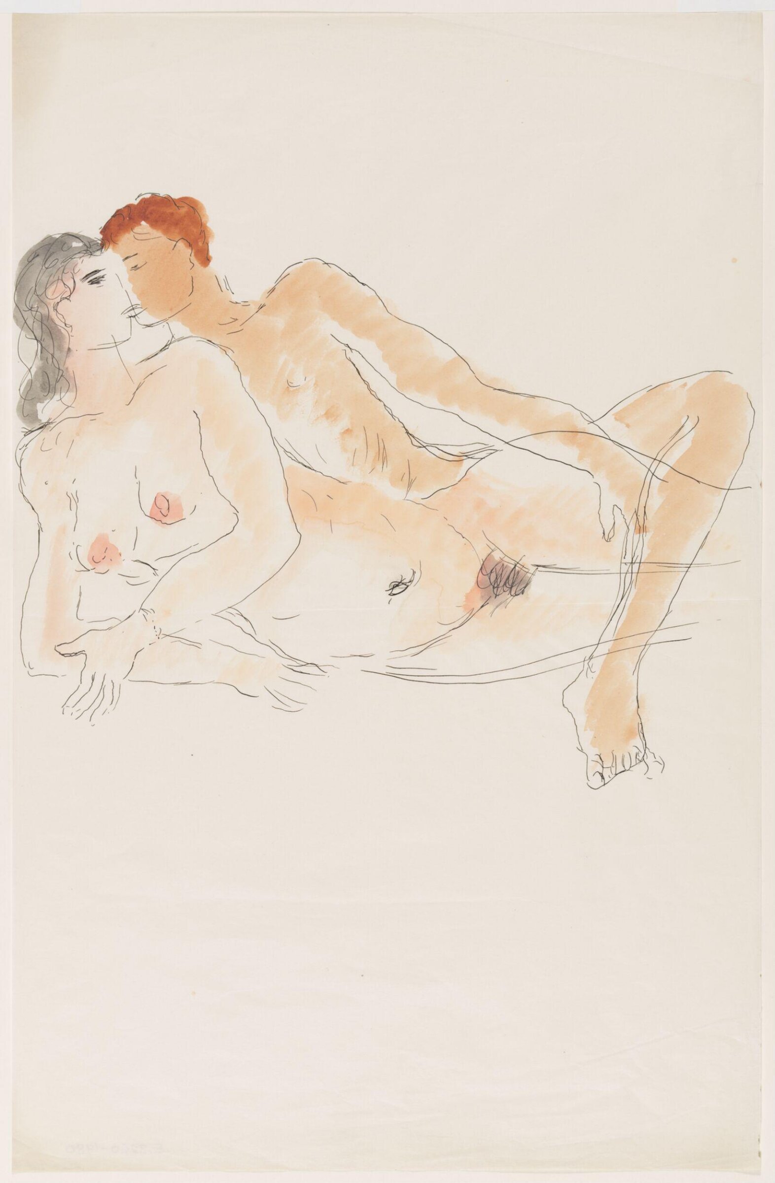 Untitled sketch of reclining nude lovers, Edward McKnight Kauffer, 1935