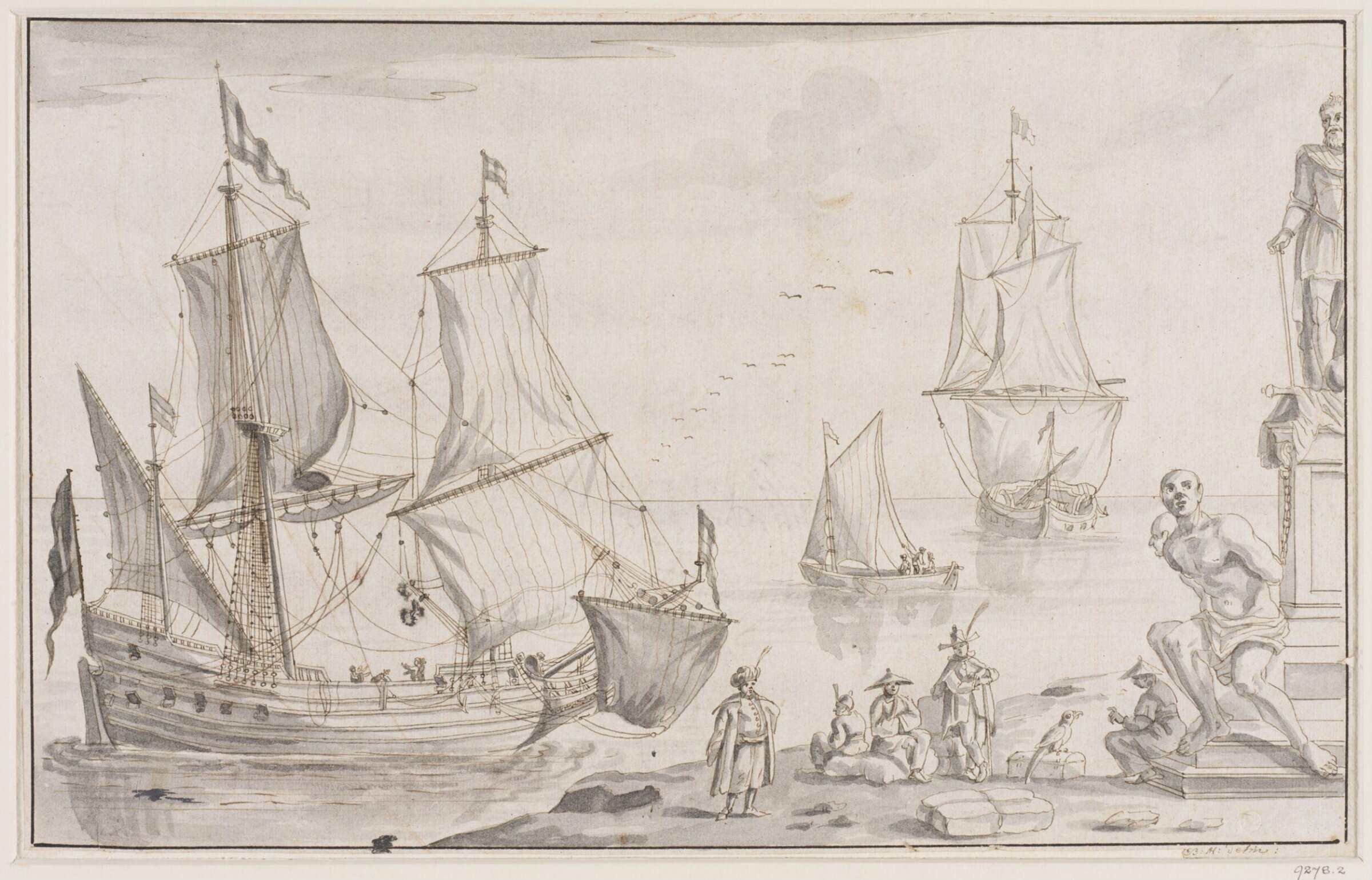 View of a harbour, Elias Baeck, Early 18th century