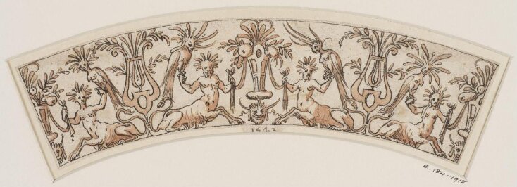 Design for a Circular Border with Grotesque Ornament and Mythical Creatures (Harpies and Sphinxes) top image