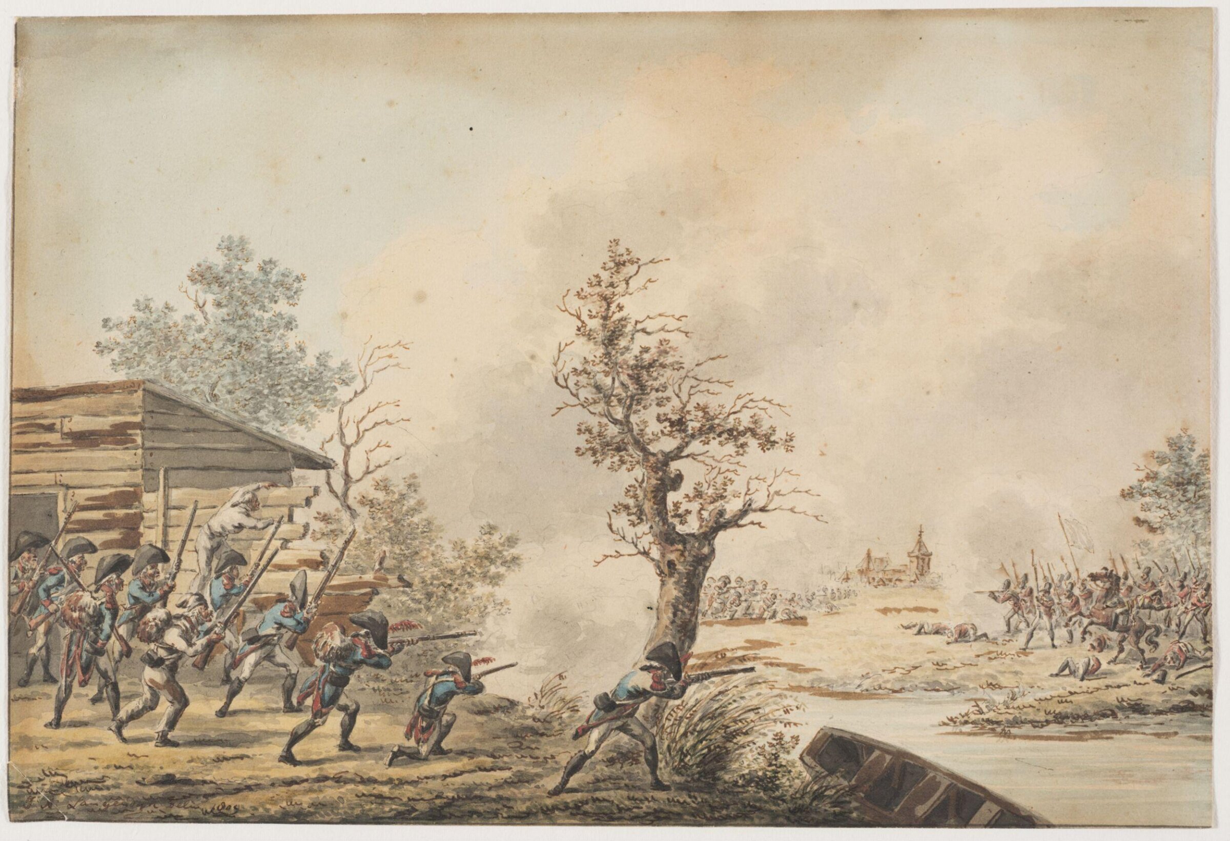 An infantry engagement, Jan Anthonie Langendyk, 1809