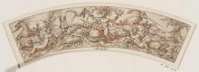 Design for a Circular Border with Grotesque Ornament and Mythical Sea Creatures (Tritons and Nereids) thumbnail 1
