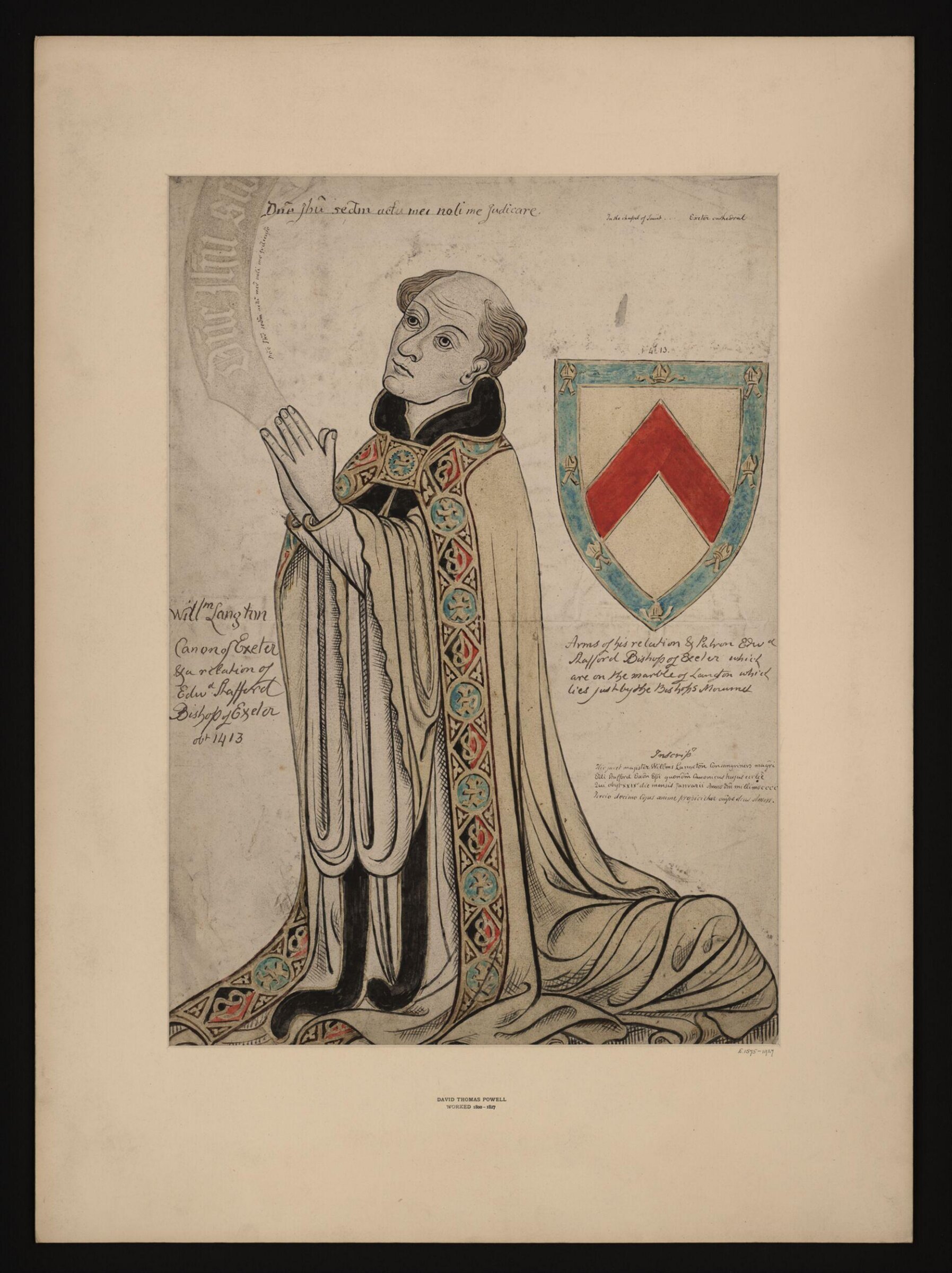 Brass of William Langton, Canon of Exeter (died 1413) in the Chapel of St. Mary Magdalen, Exeter Cathedral, David Thomas Powell, 1413