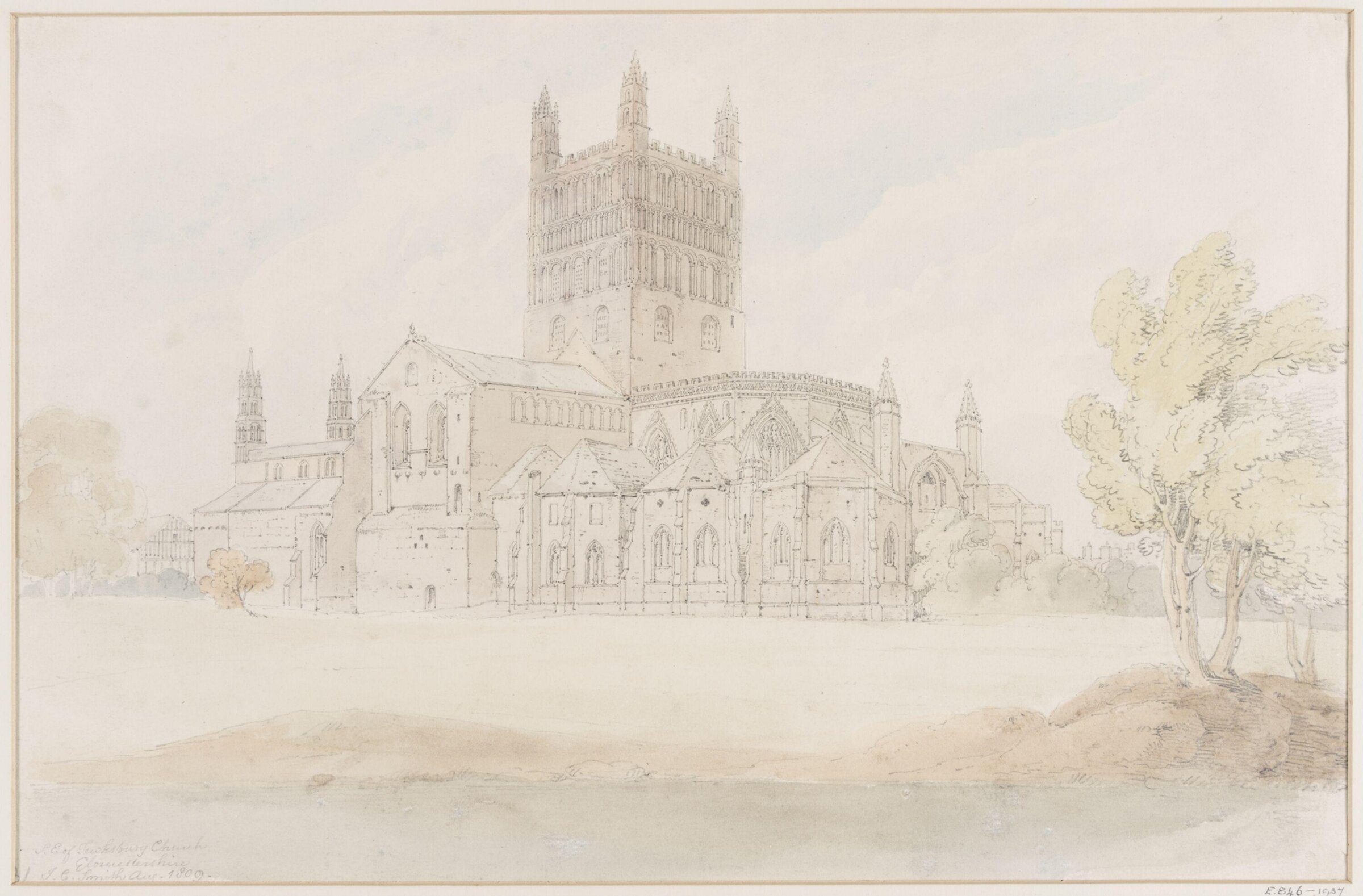 S.E. of Tewkesbury Church Gloucestershire, Joseph Clarendon Smith, August 1809