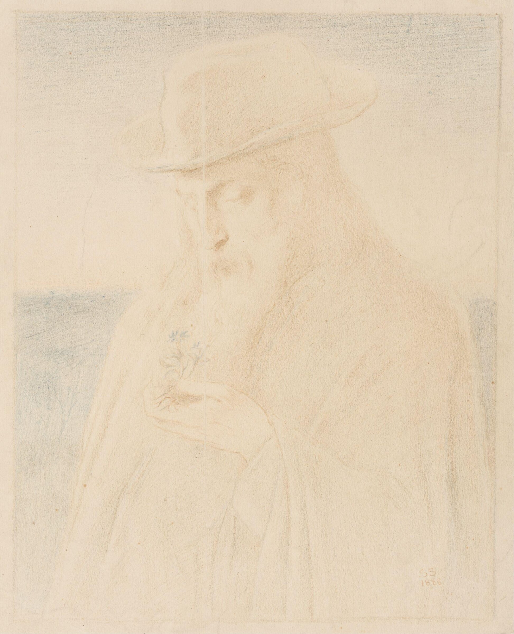 Portrait of Alfred, Lord Tennyson, Simeon Solomon, 1888