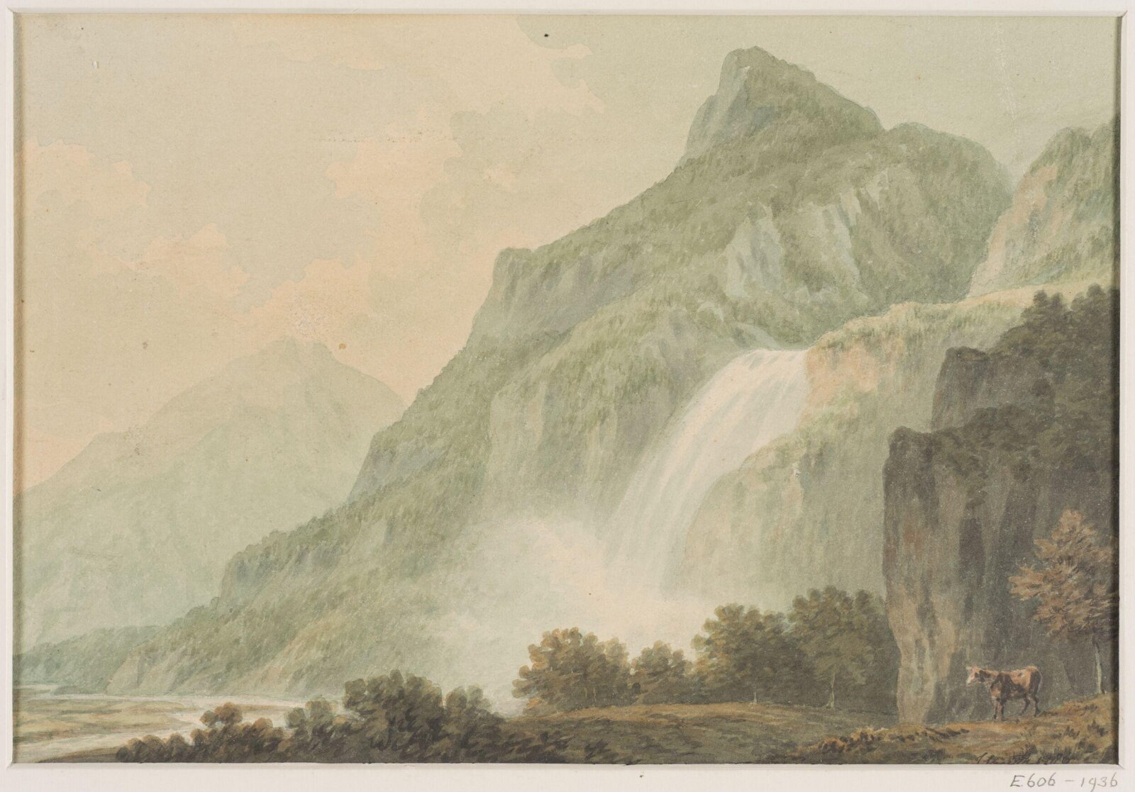 Landscape with waterfall, John Warwick Smith, 1786
