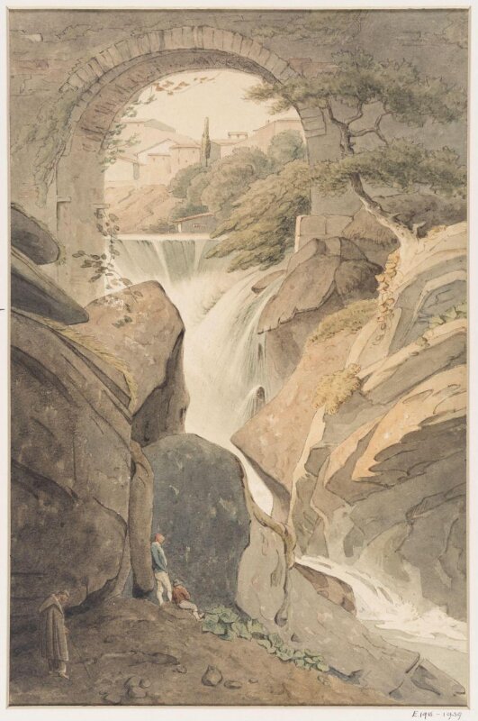 The Falls of Tivoli, with three figures in the foreground
