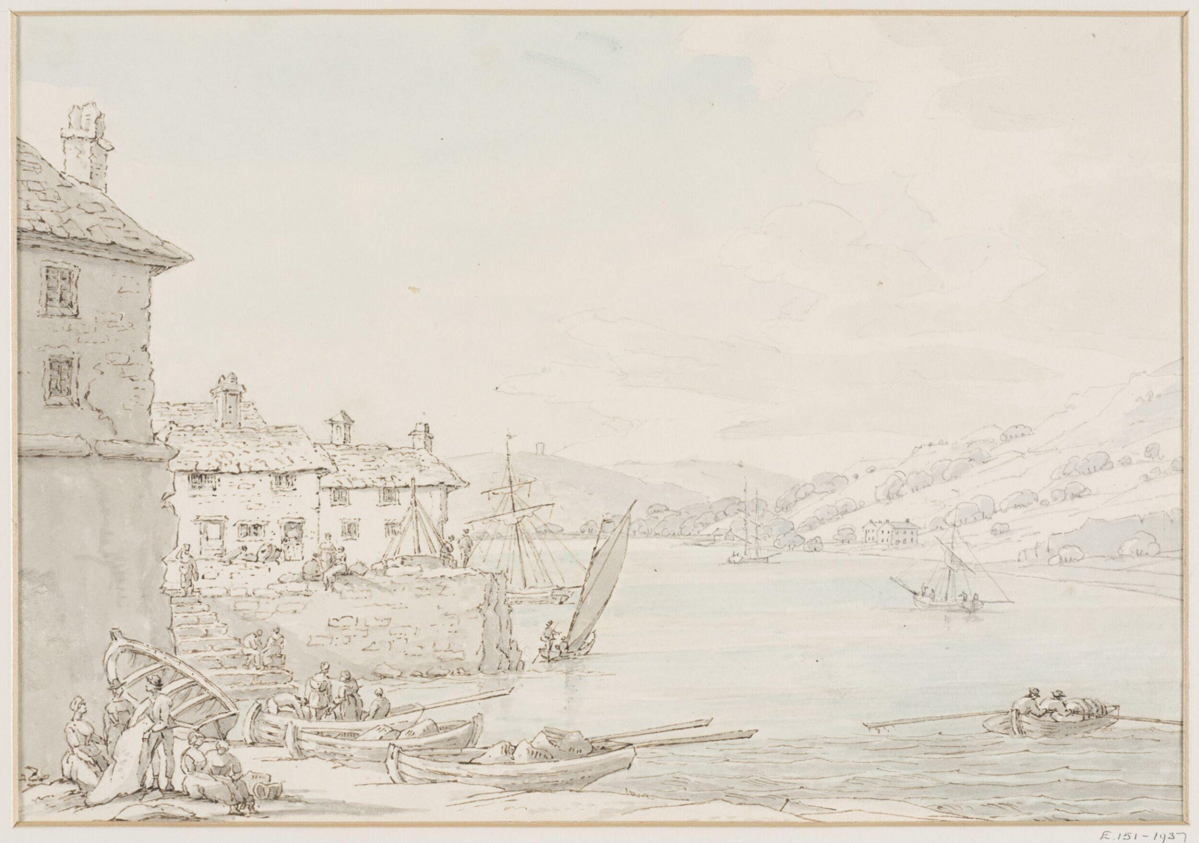 Fowey Harbour, Cornwall, Thomas Sunderland, ca. 1770-1820