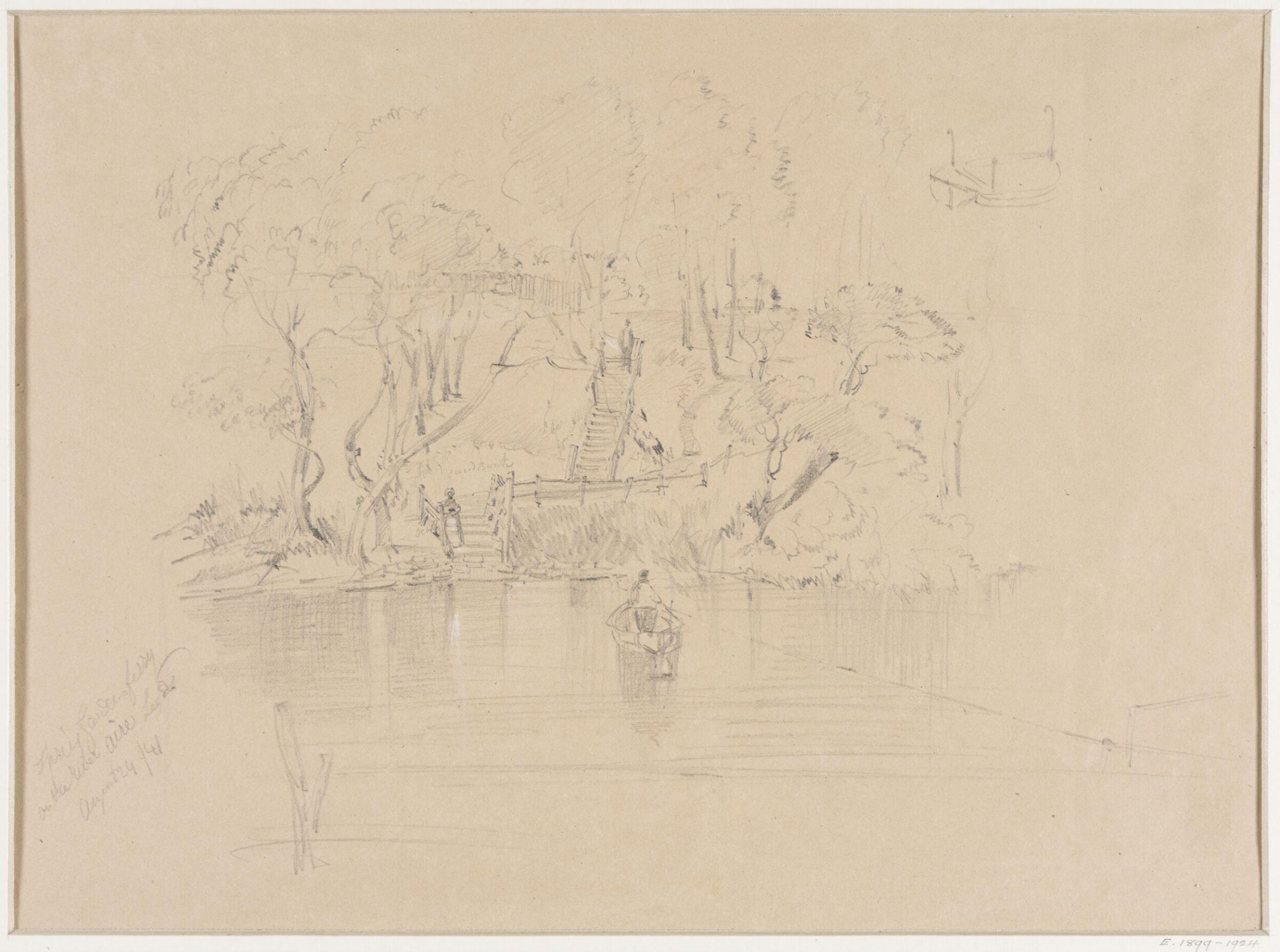 Spring Gardens Ferry on the River Aire, Leeds, William H. Tasker, 24 August 1841