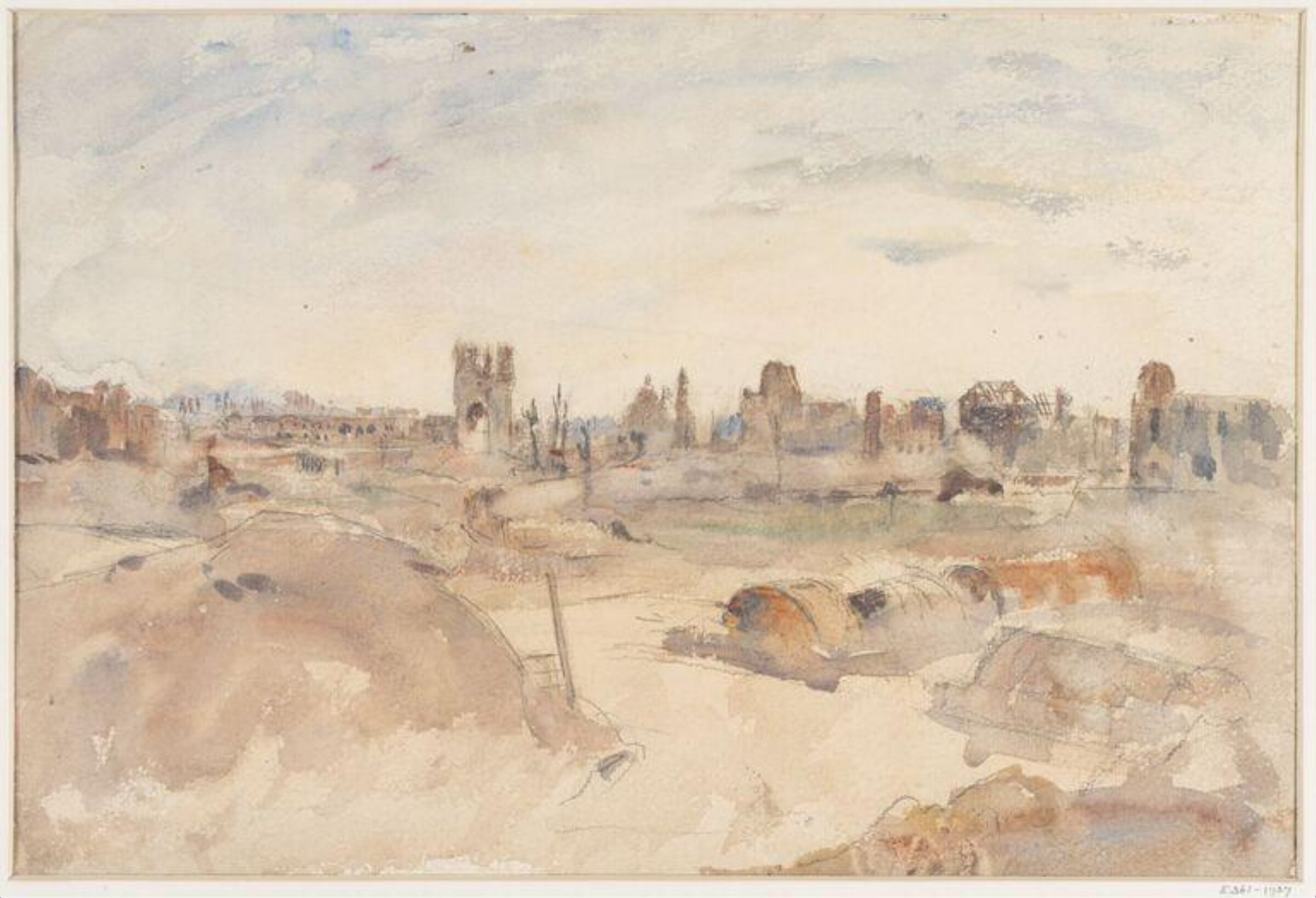 View of Ypres after bombardment, Henry Tonks, ca. 1915