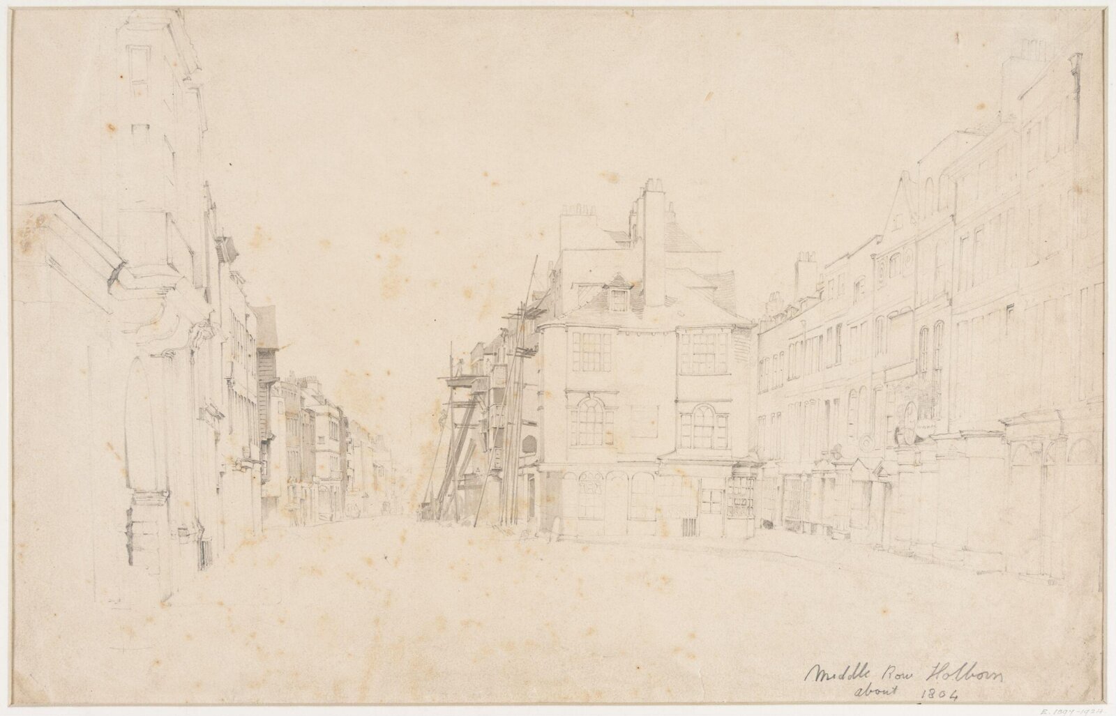 Middle Row Holborn about 1804, Cornelius Varley, 1804