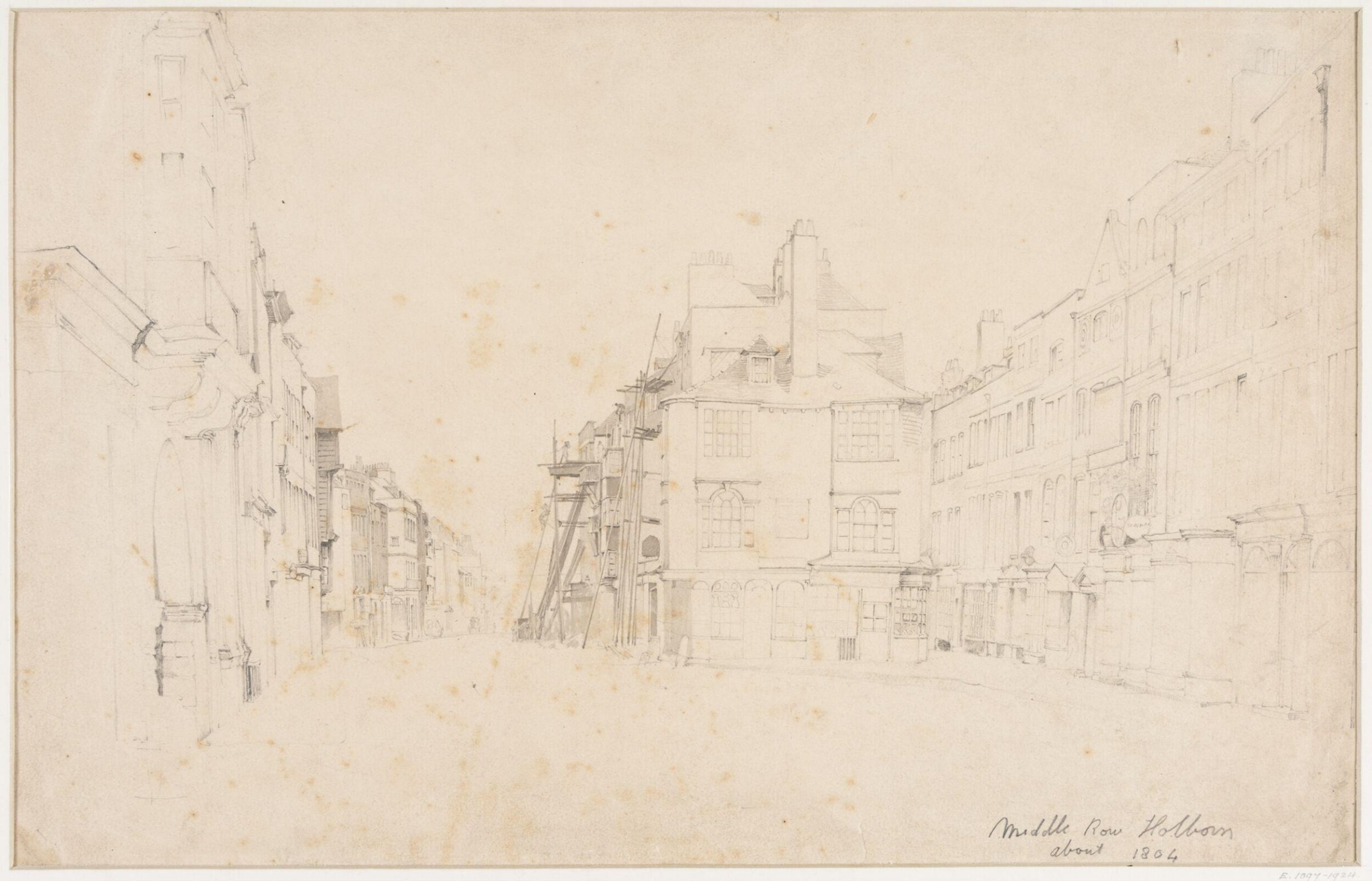 Middle Row Holborn about 1804, Cornelius Varley, 1804