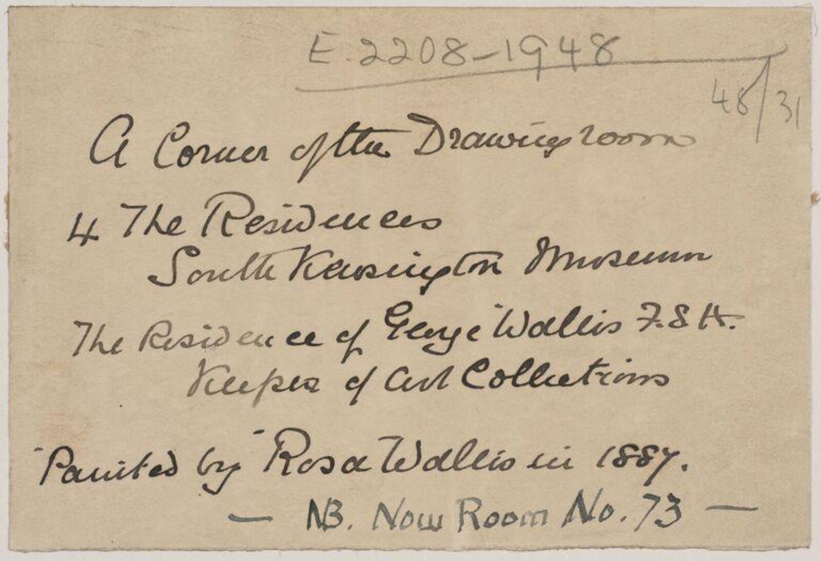 Drawing, Rosa Wallis, 1887