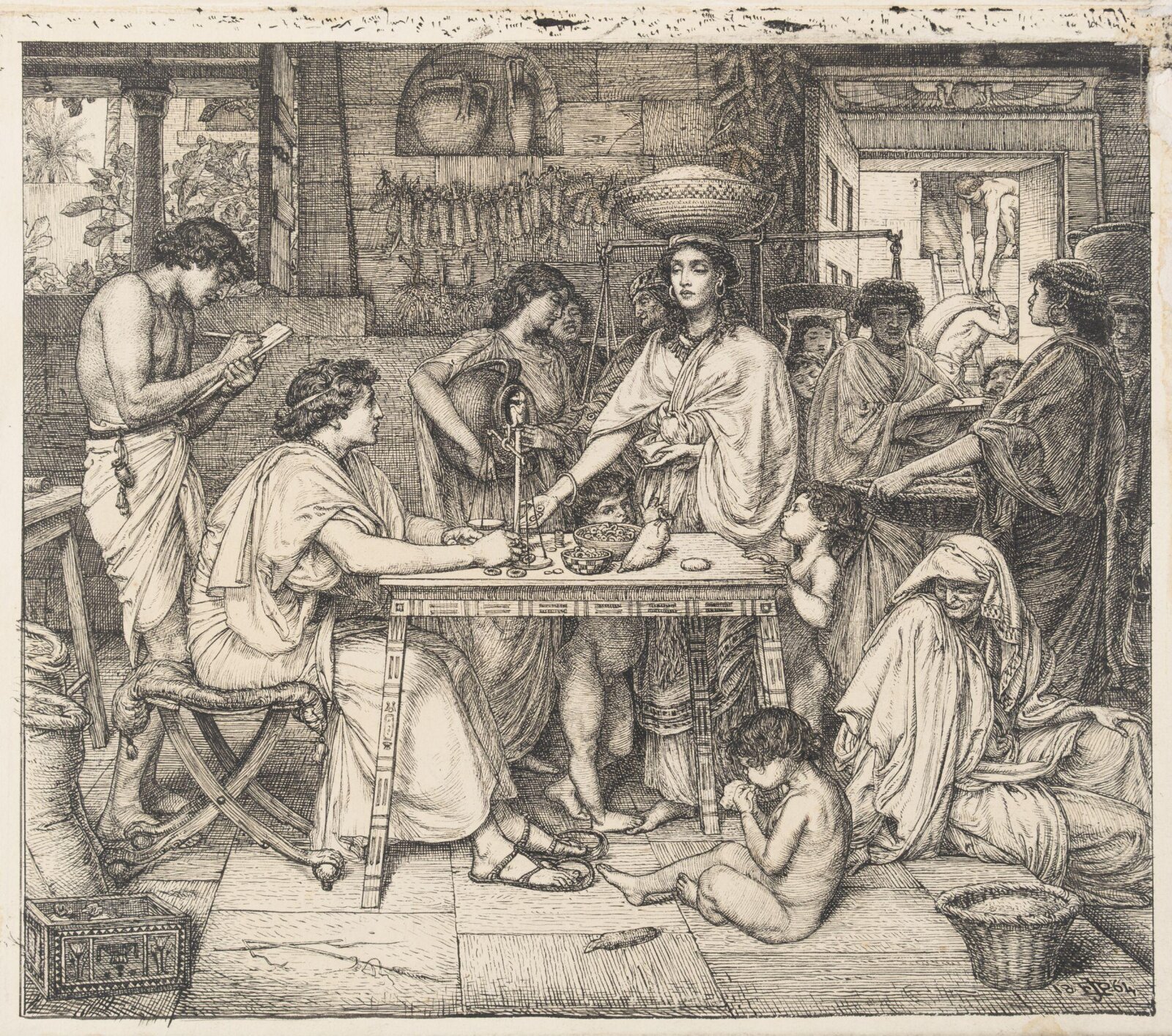 Joseph distributes corn, Edward John Poynter, 1864