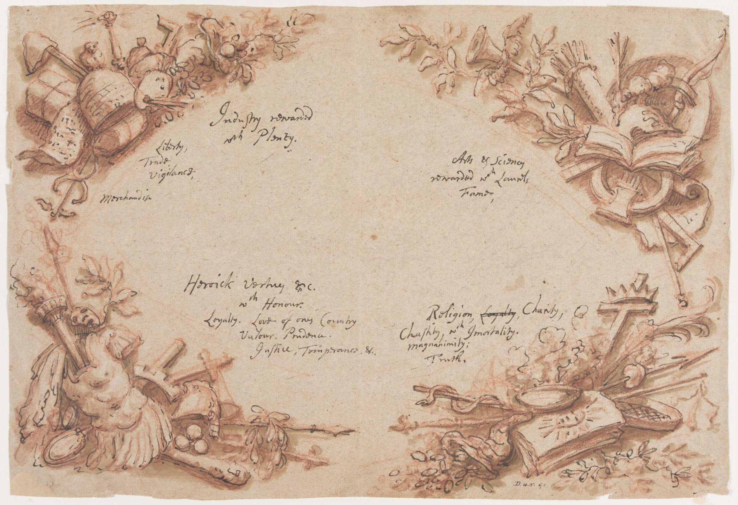 Design for a ceiling possibly at Thornhill House, Dorset, James Thornhill