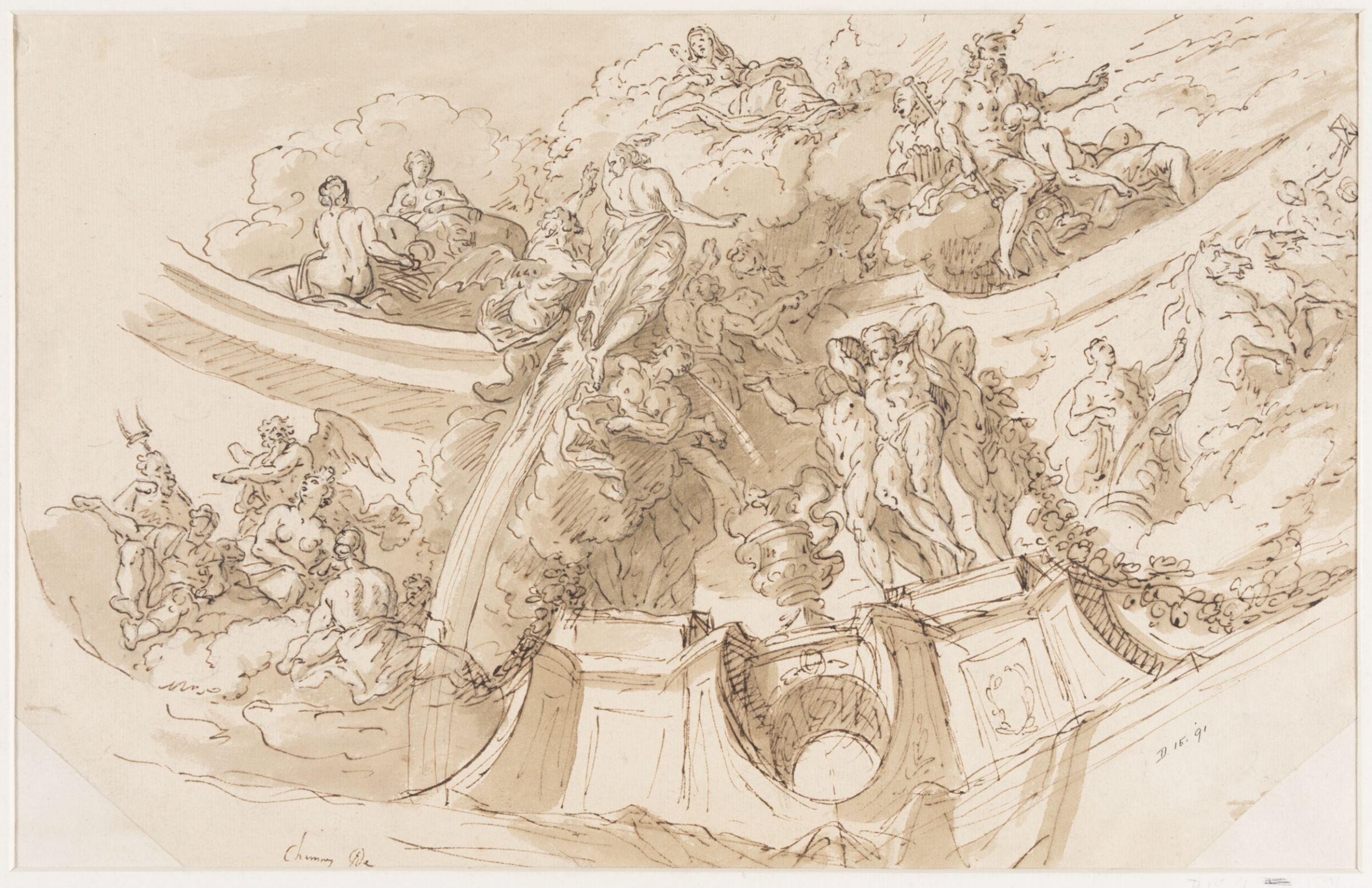 Preliminary study possibly for the corner of the ceiling of the Lower Hall at Greenwich, James Sir Thornhill, early 18th century