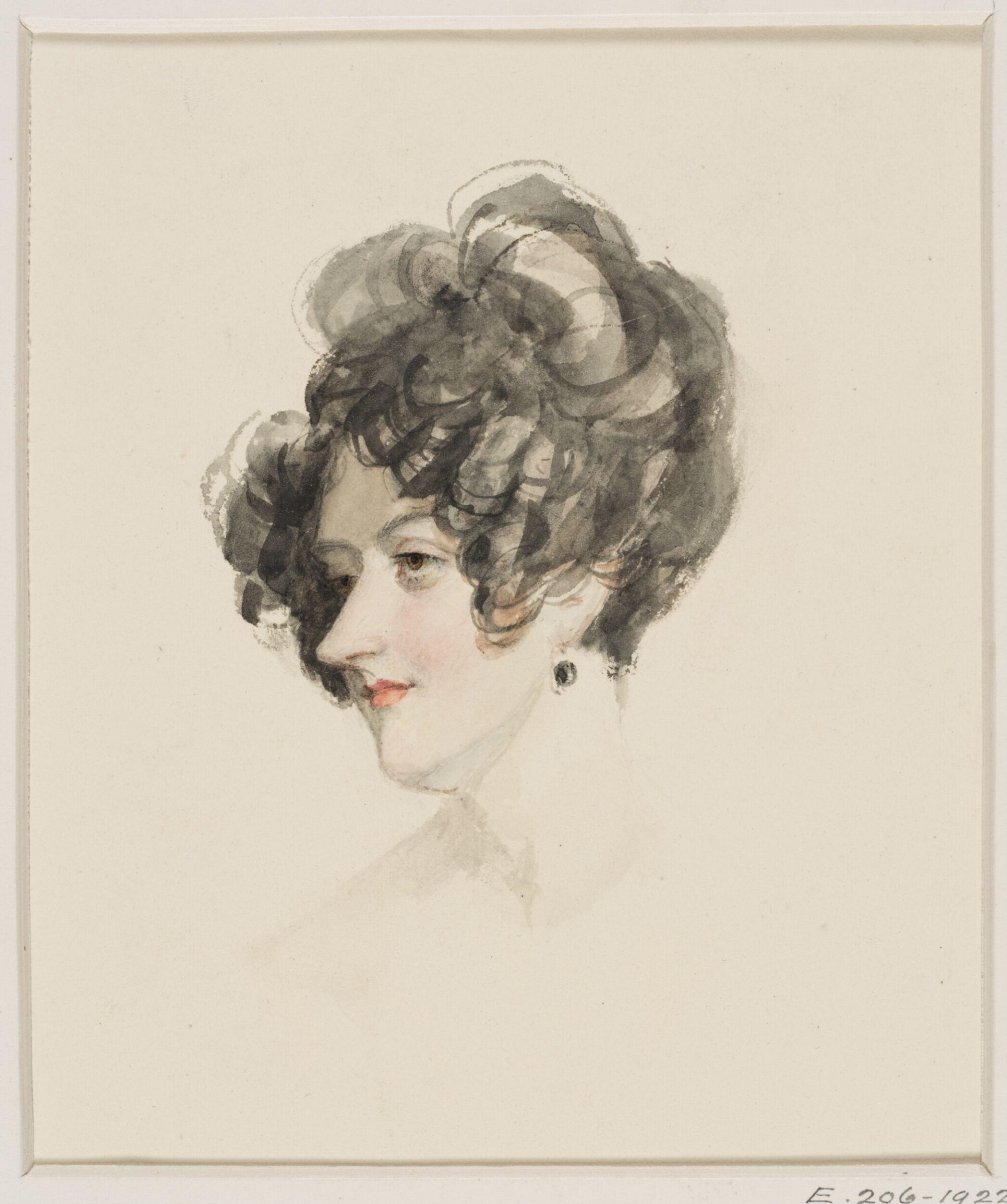 Sketch of an unknown woman, Simon Jacques Rochard, ca. 1808-1872