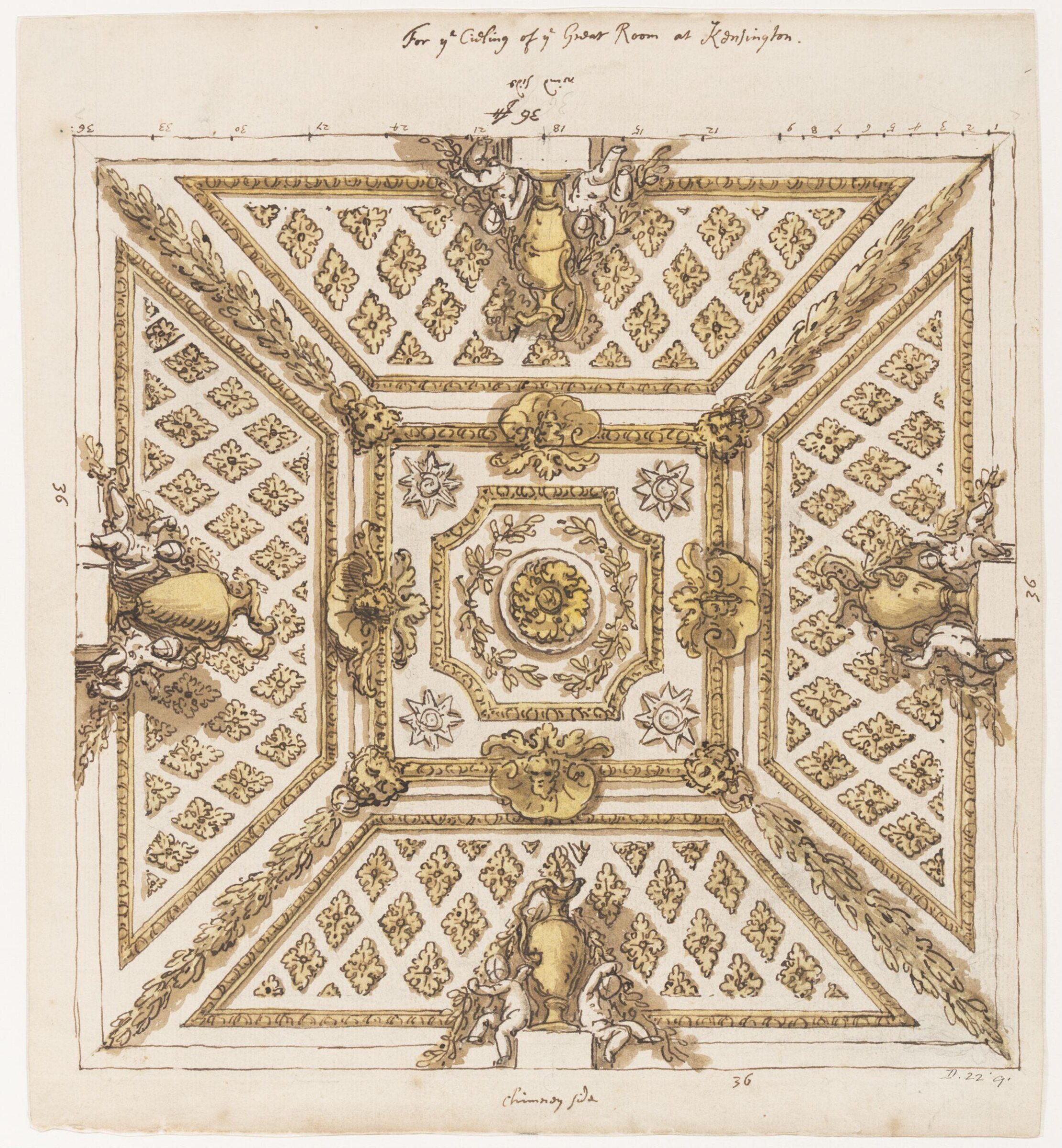 Design for the cupola room at Kensington Palace, James Sir Thornhill, 1722