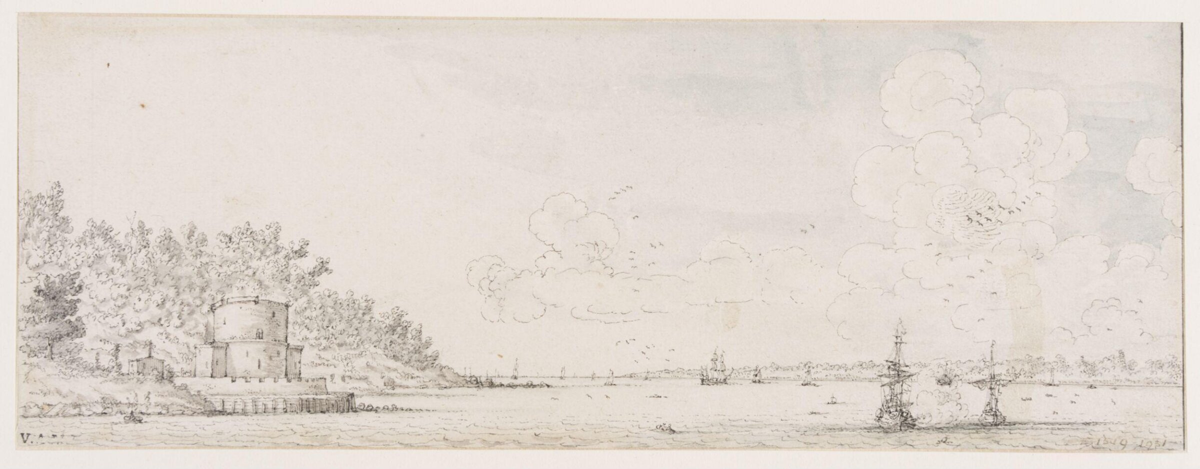 Cowes Castle on the Isle of Wight, Francis Place, ca. 1677