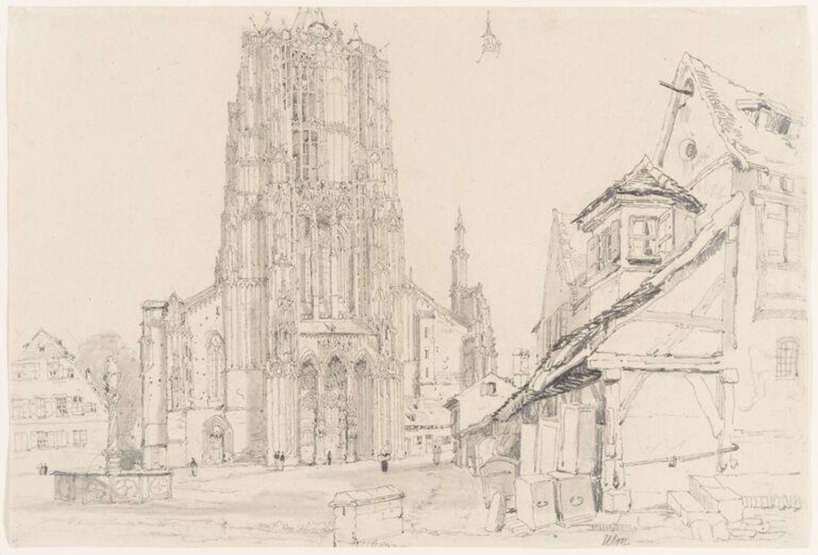 Facade of Ulm Minster, Samuel Prout, ca. 1820s