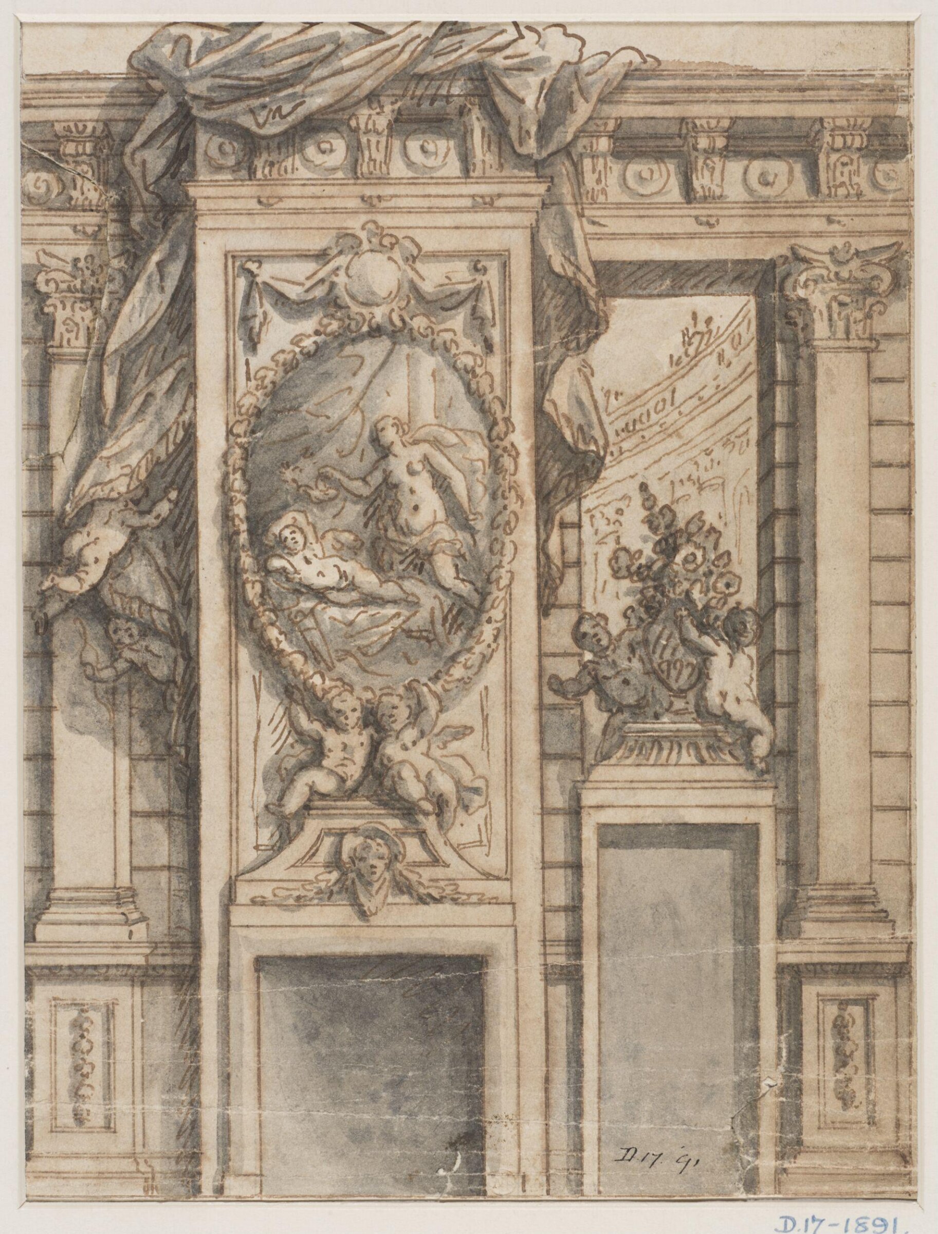 Design for wall decoration, possibly at Chatsworth, Derbyshire, James Sir Thornhill