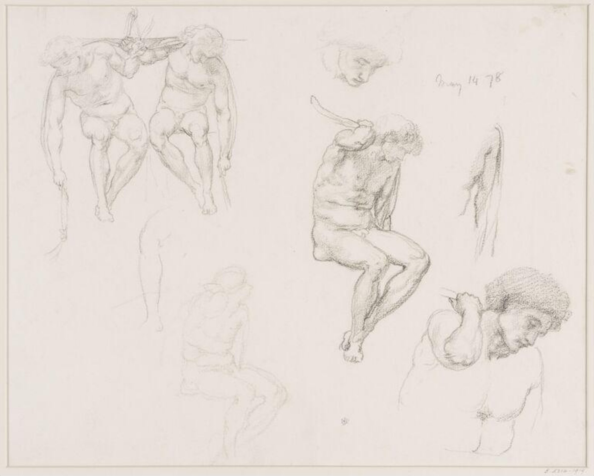 Figure studies and a head fot the mosaic decoration of the dome of St. Paul's Cathedral, Edward John Sir Poynter, 14/05/1878