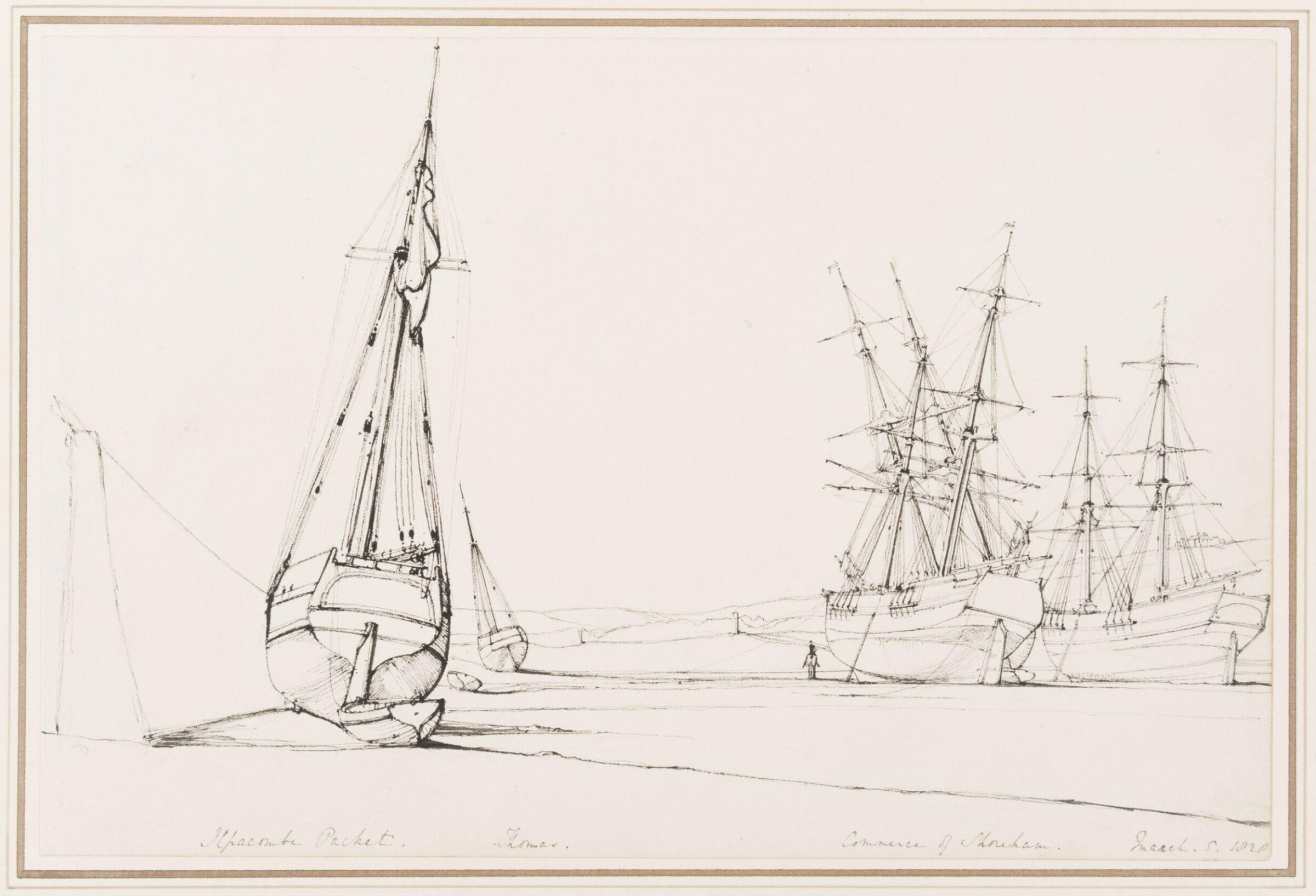 Harbour scene with shipping, Rev. Calvert Richard JONES, 1828