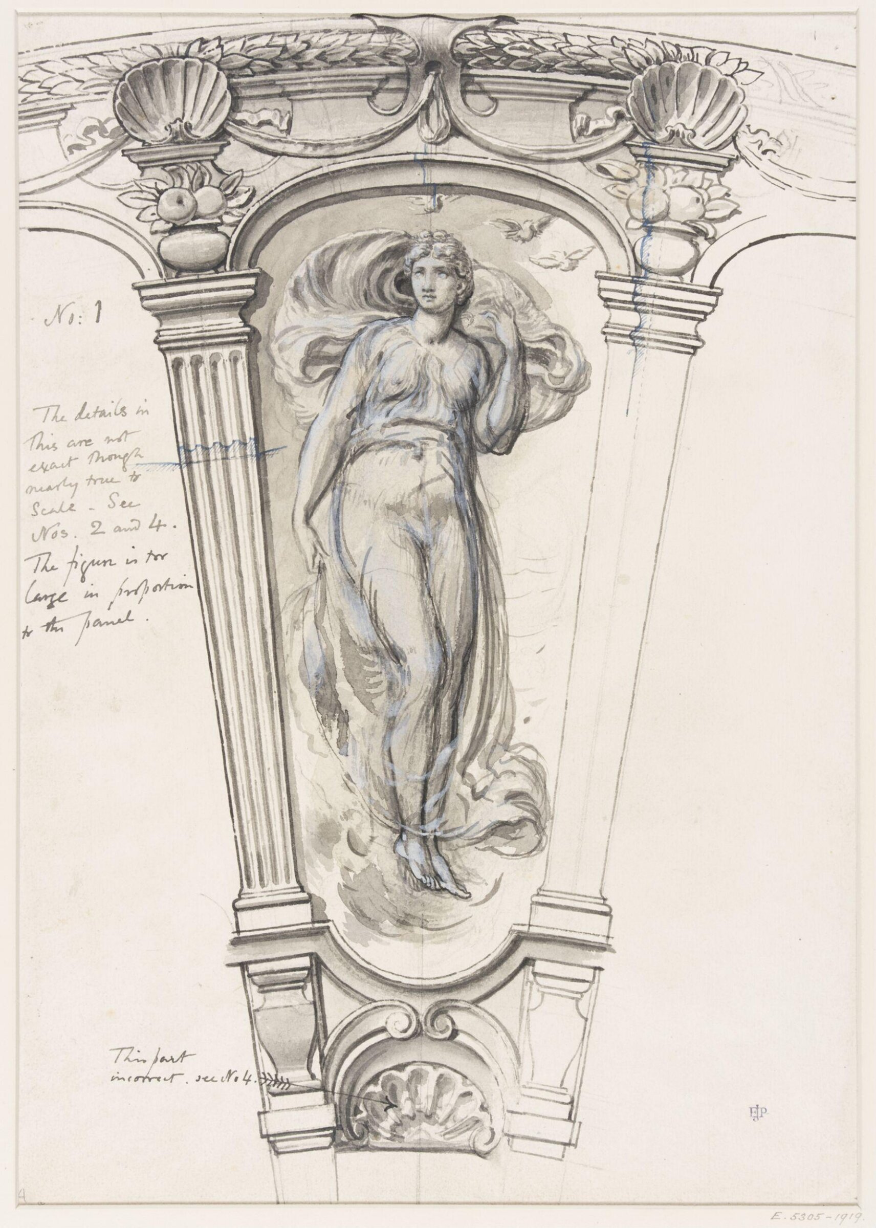 Measured drawing of a section of the design, E. 5303-1919, Edward John Poynter, 1877