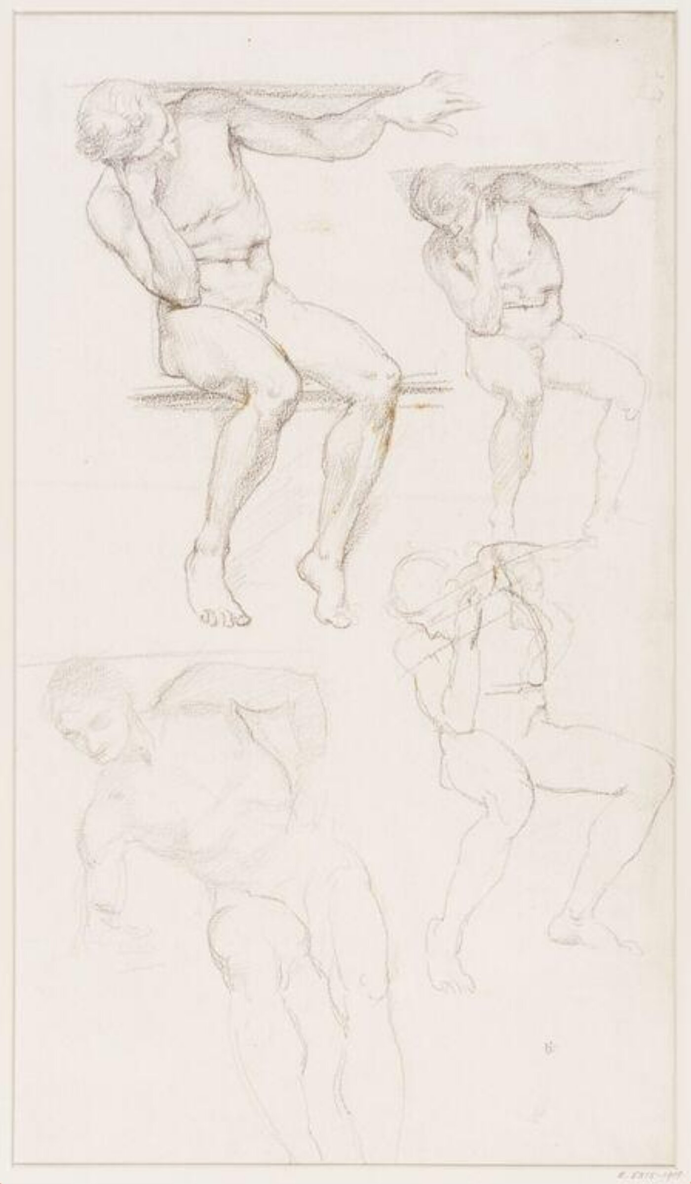 Figure studies and a head fot the mosaic decoration of the dome of St. Paul's Cathedral, Edward John Sir Poynter, 14/05/1878