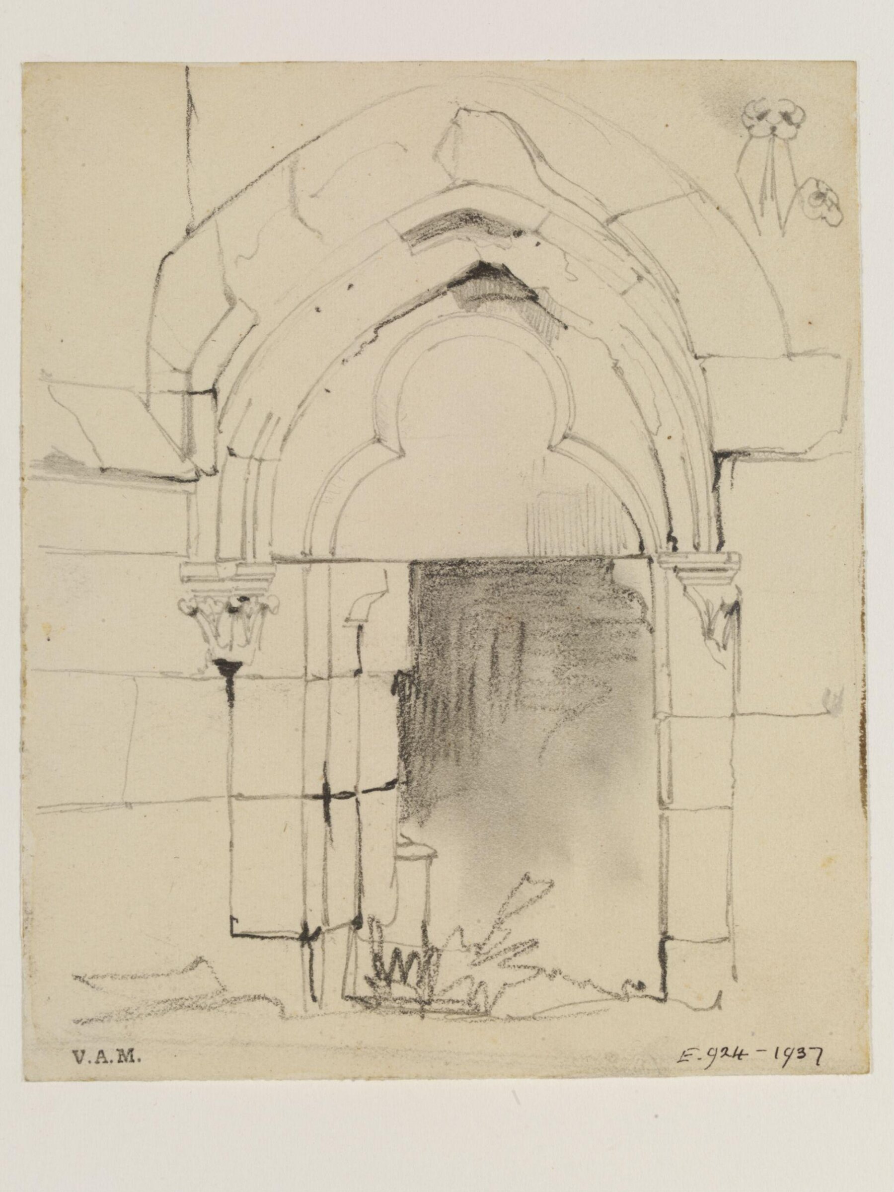 Drawings of architectural details in the abbey at Royaumont, William Callow, 1833