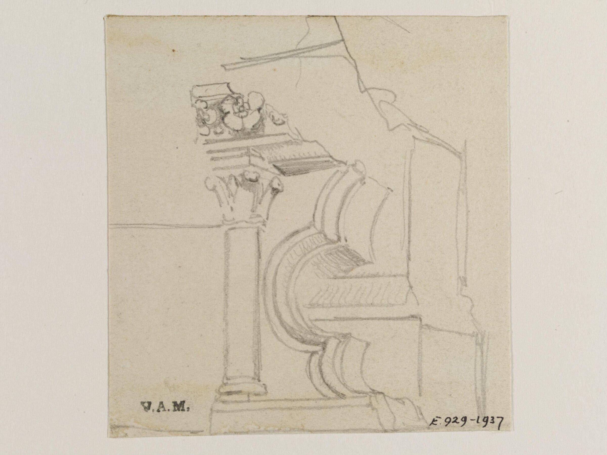 Drawings of architectural details in the abbey at Royaumont, William Callow, 1833