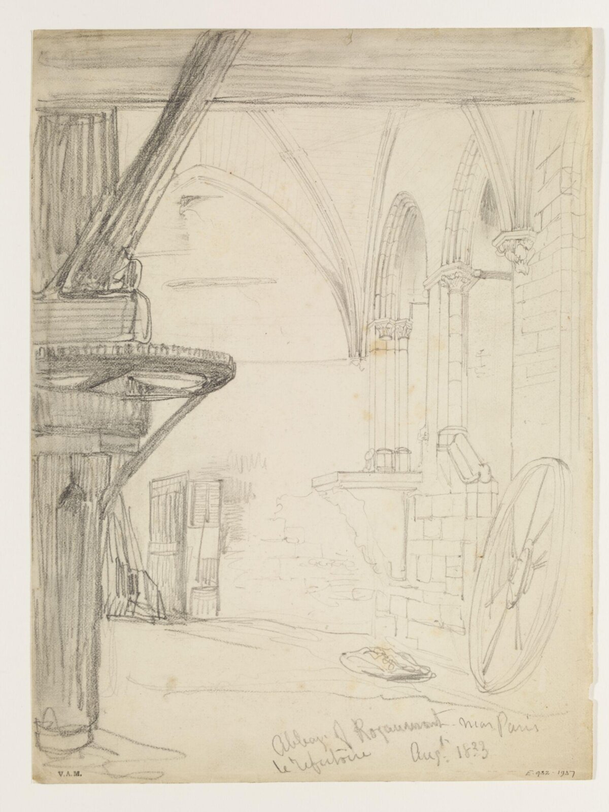 Abbey refectory at Royaumont, William Callow, 1833