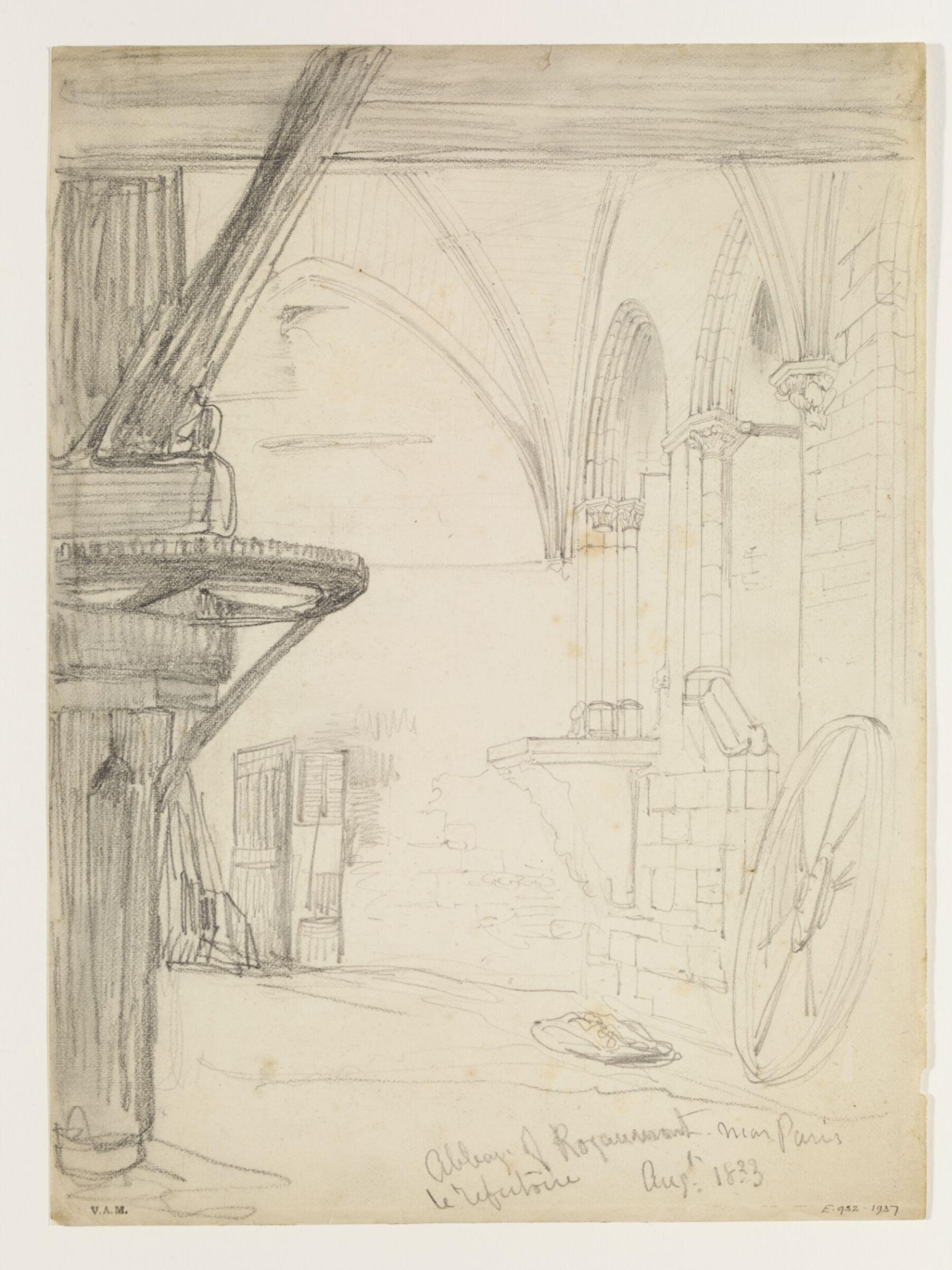 Abbey refectory at Royaumont, William Callow, 1833