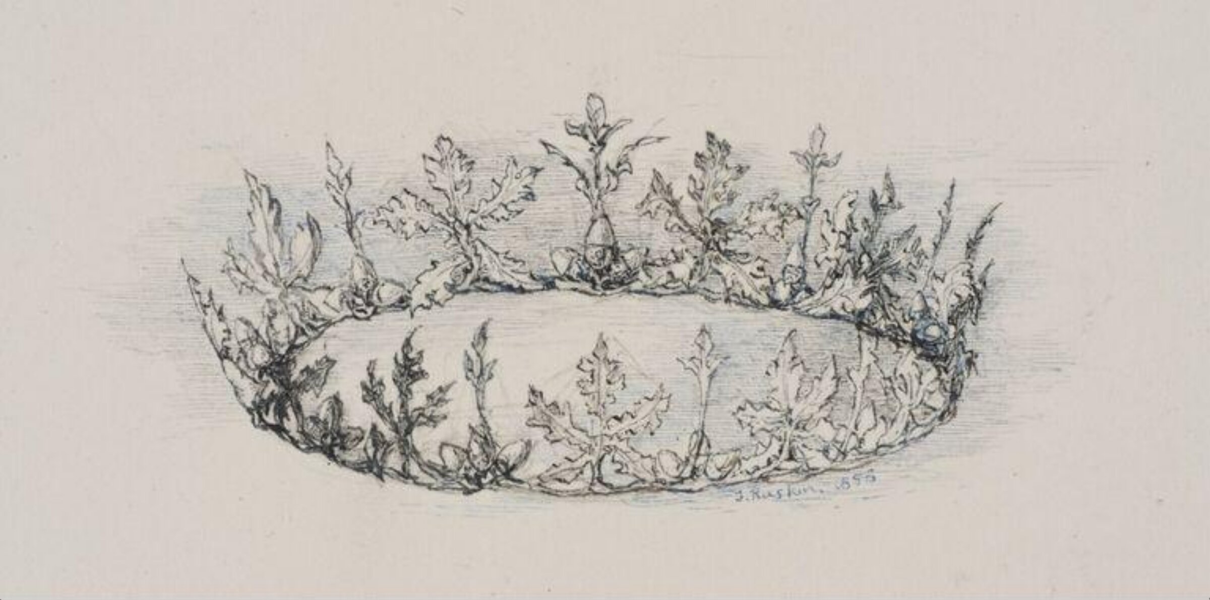 A coronet of leaves and acorns, John Ruskin, 1856