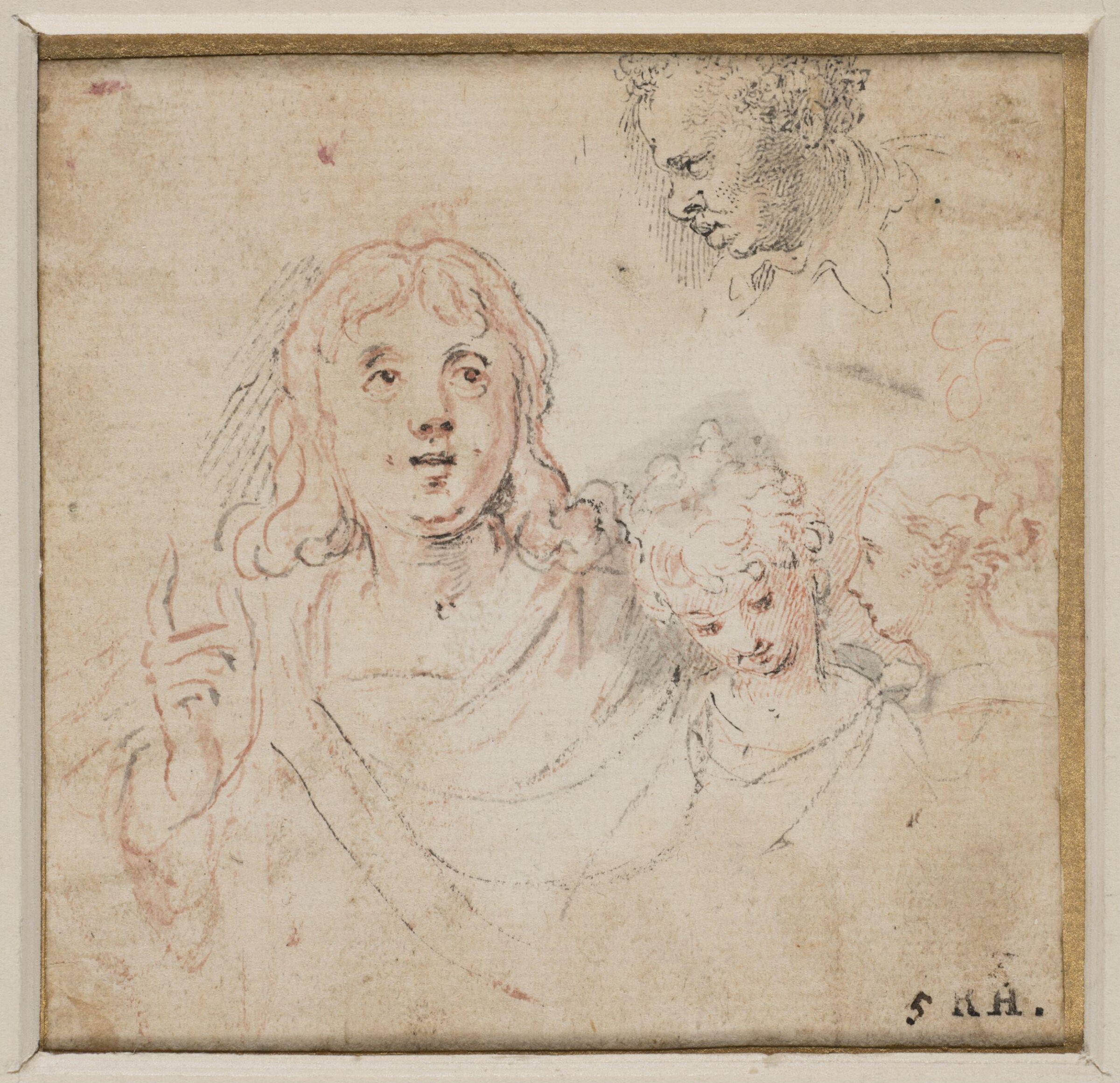 Studies of four heads, Isaac Oliver, ca.1610