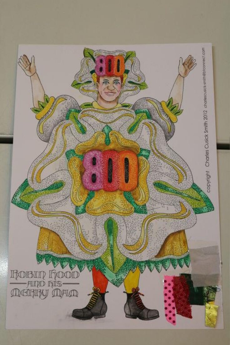 Costume design for Berwick Kaler as Hattie Hood in her York 800 costume in Robin Hood and his Merry Mam top image