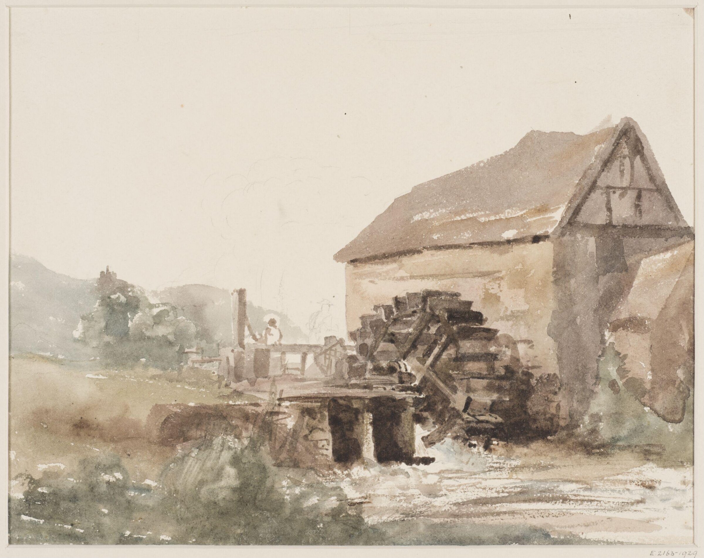 View of a water-mill near Ridware, Henry Harris Lines, 1818-1887
