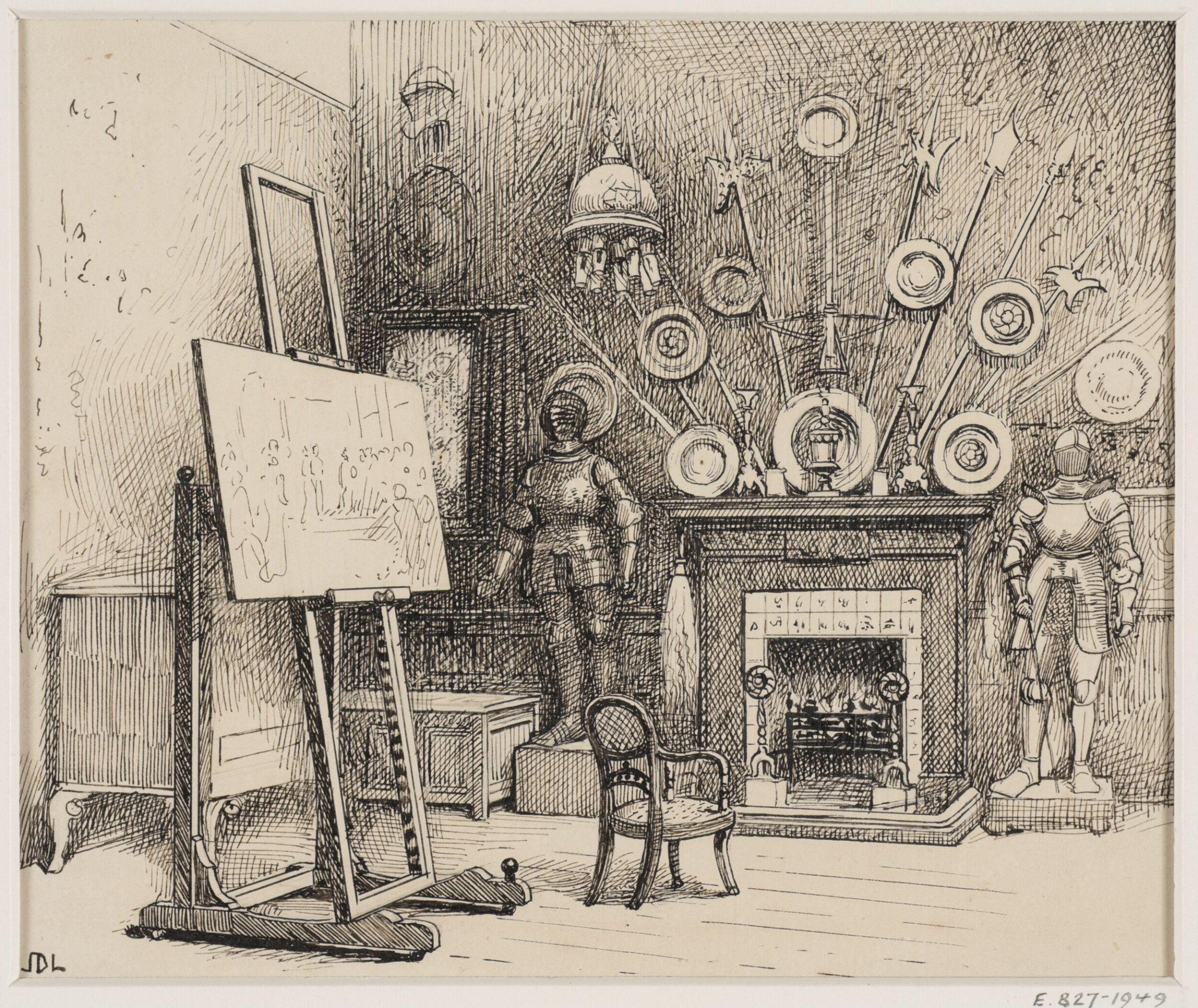 Sir James D Linton's P.R.I Studio at Haverstock Hill, James Dromgole Linton, c.1890s