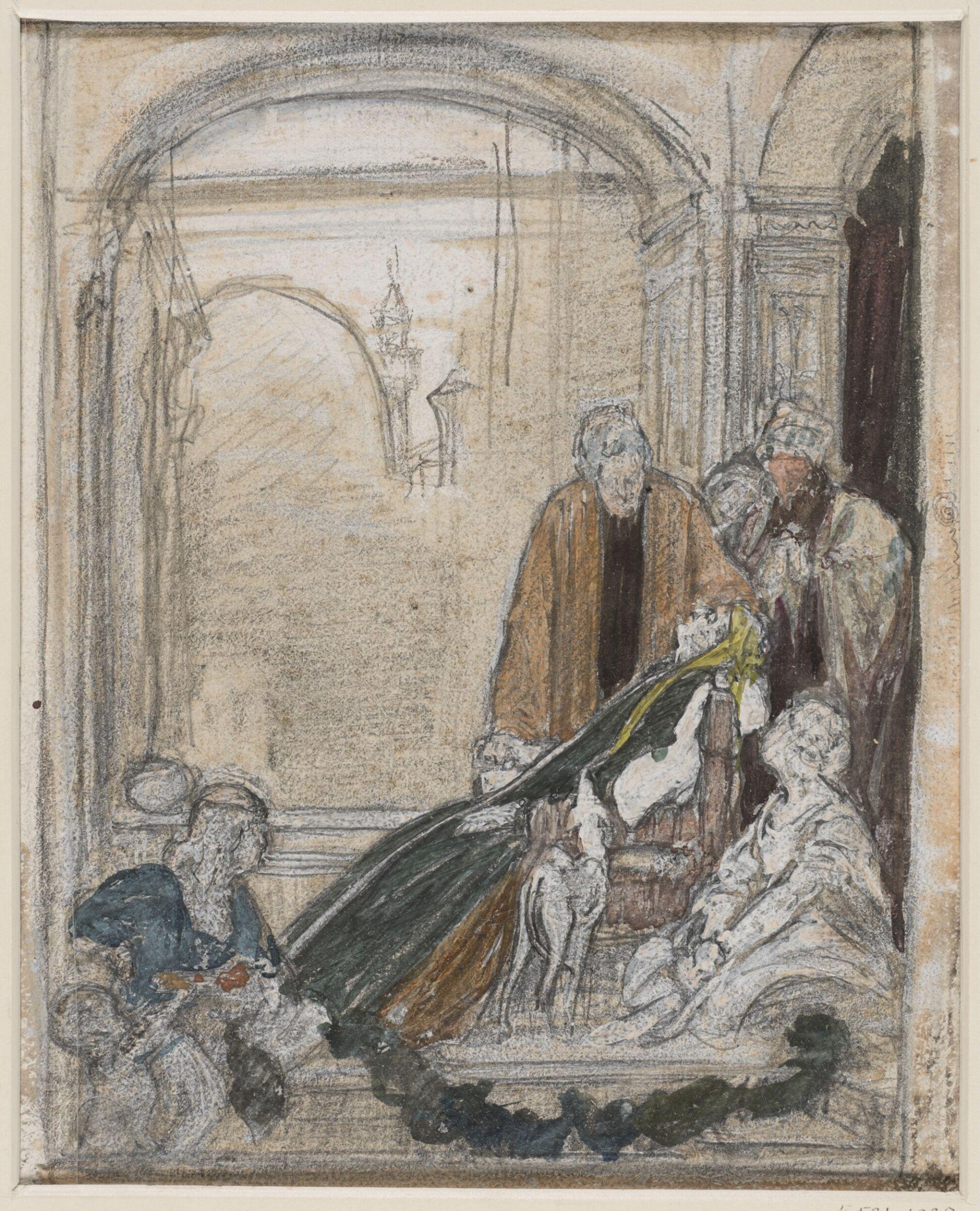 Sketch design for 'The Death of Brunelleschi', Frederic Lord Leighton, ок. 1851