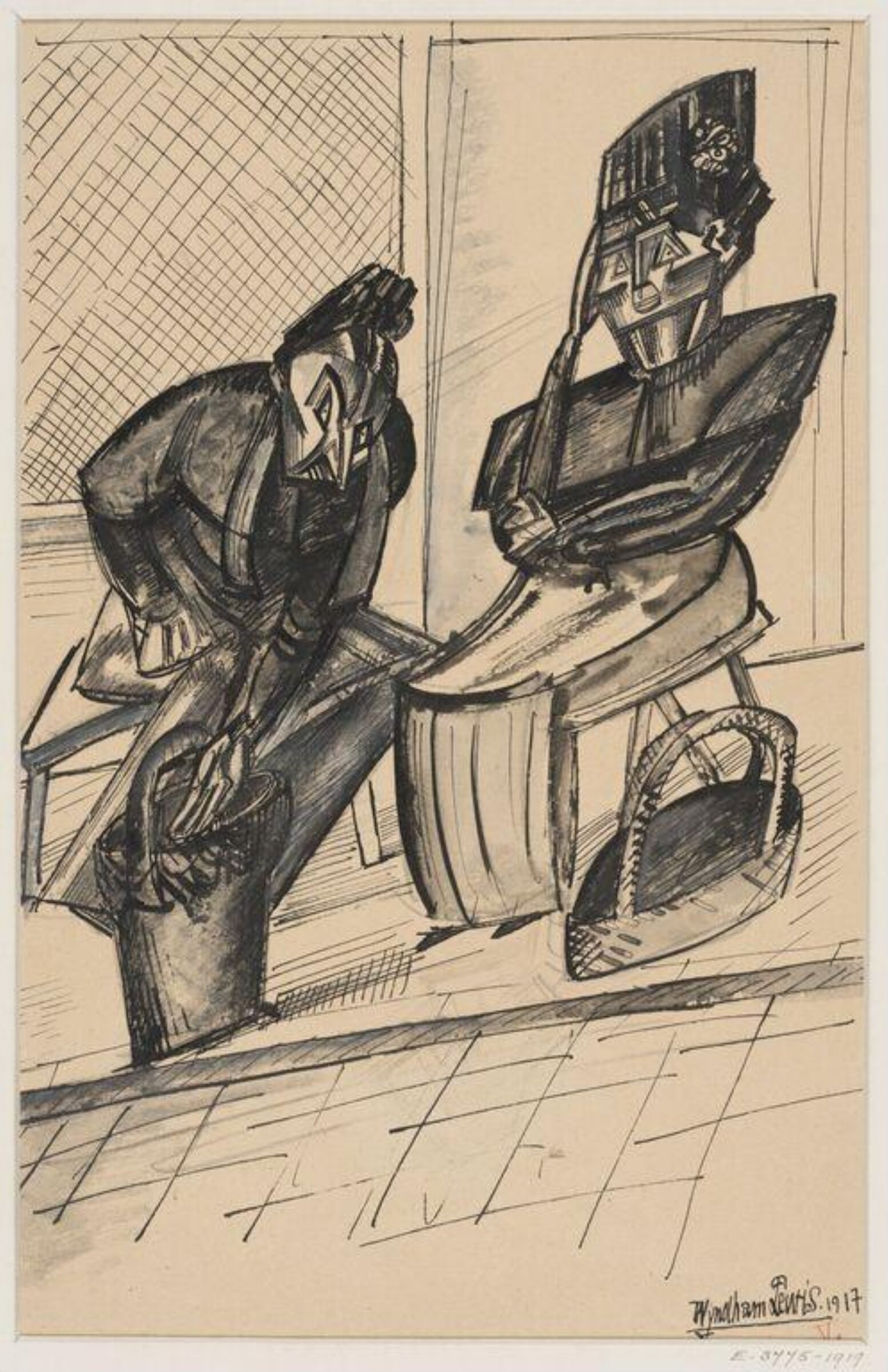 Market women. Saturday, Dieppe, Wyndham Lewis, 1917