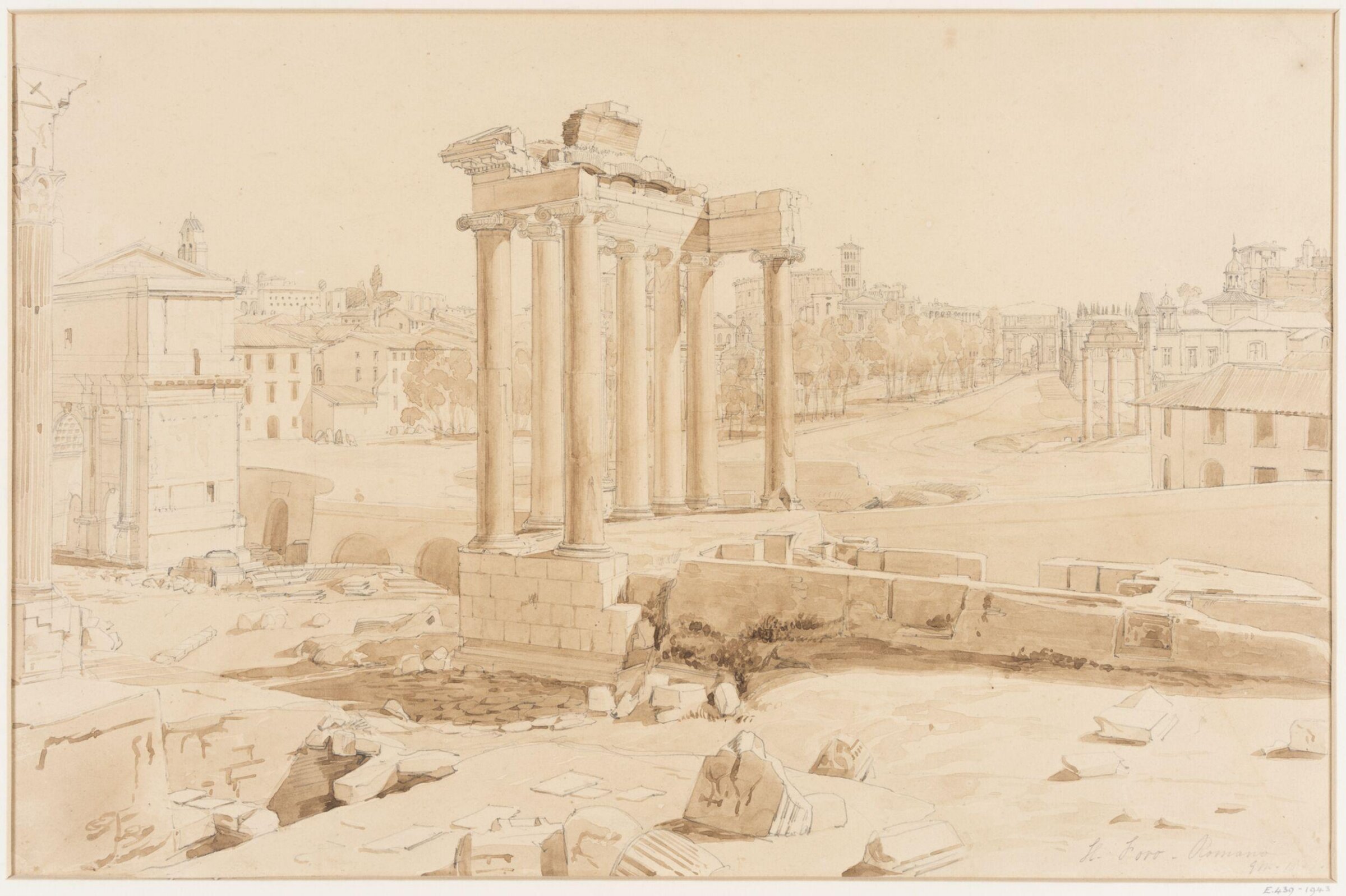 Temples of Saturn, Castor and Pollux, and the Arch of Septimus Severus, Roman Forum, George Belton Moore, c.1837