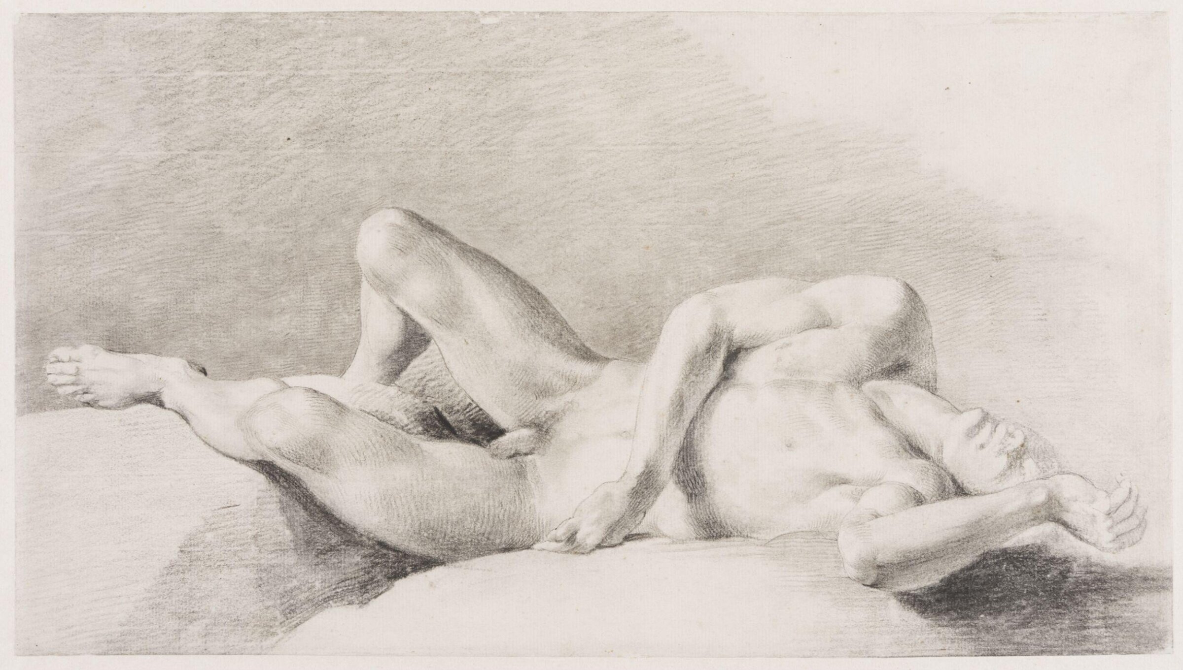Study of a reclining male nude, John Hamilton Mortimer, ca.1758-59