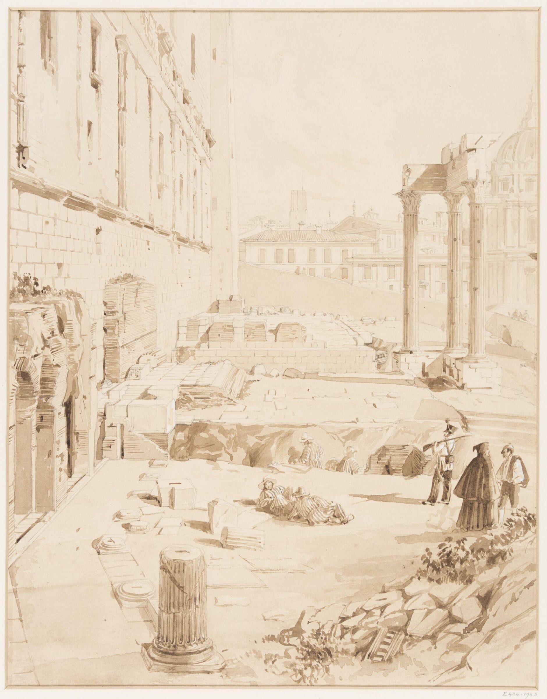 Temples of Vespasian and Concord, Roman Forum, George Belton Moore, c.1837