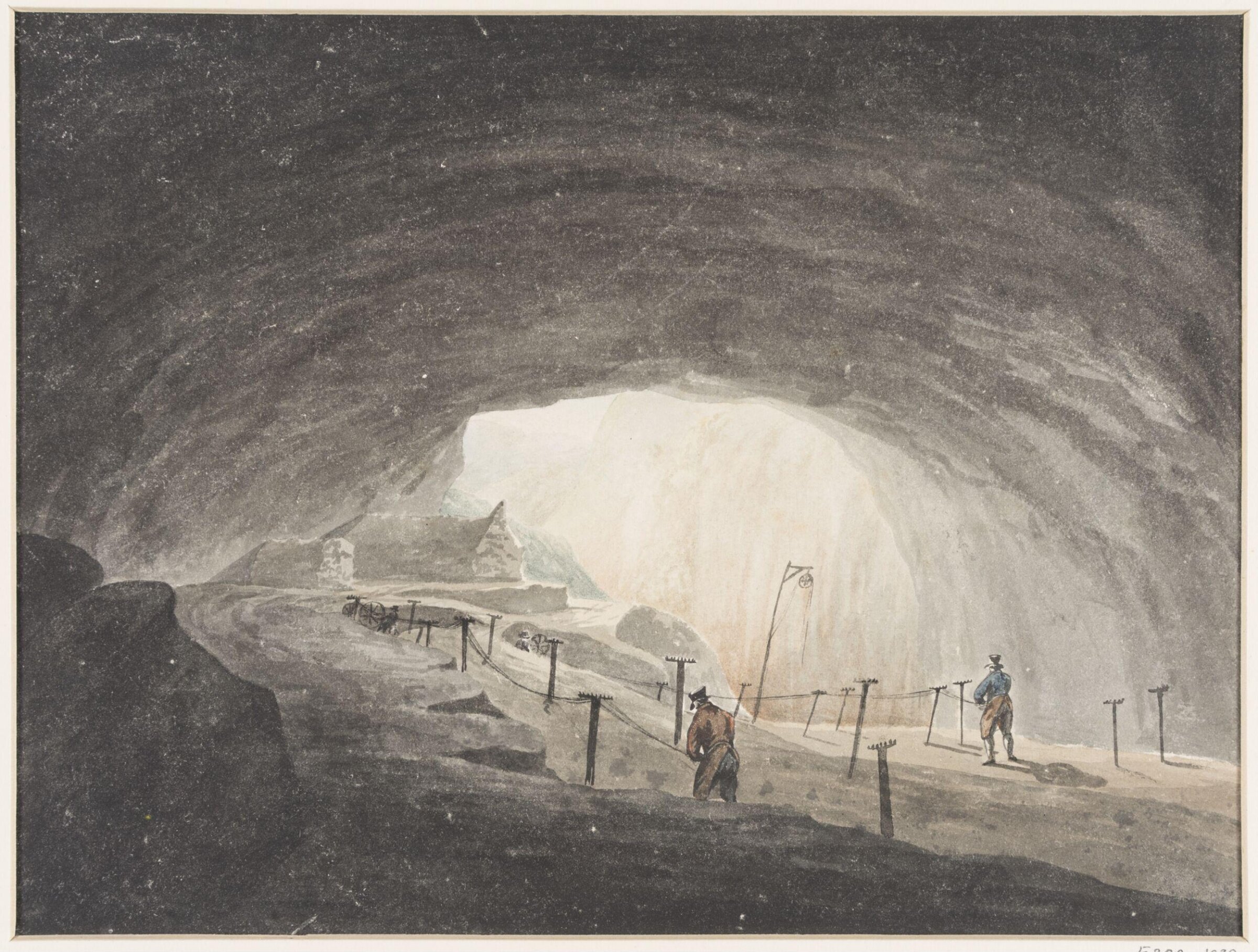Interior of Peak's hole, near Castleton, Paul Sandby Munn, early 1800s