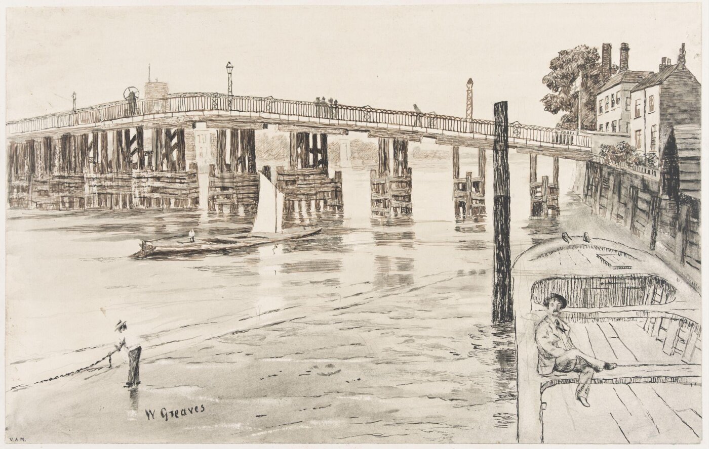 Walter Greaves, Old Battersea Bridge from the south-west.