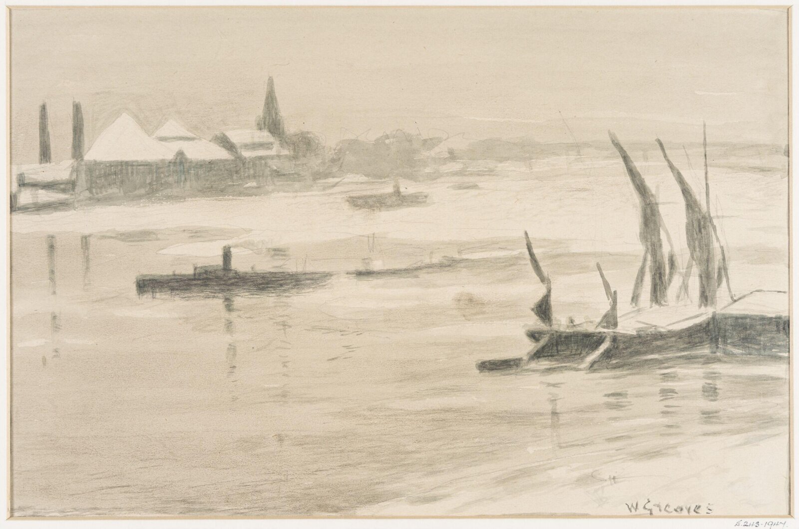 Snowstorm: Ice Coming Down the River., Walter Greaves, c.1870-1910