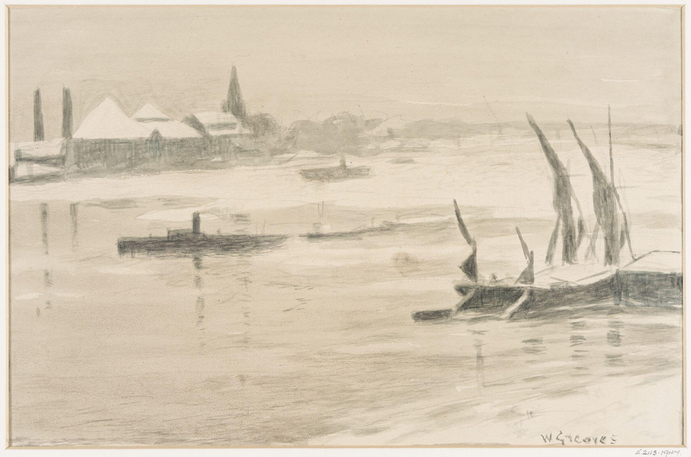 Snowstorm: Ice Coming Down the River., Walter Greaves, c.1870-1910