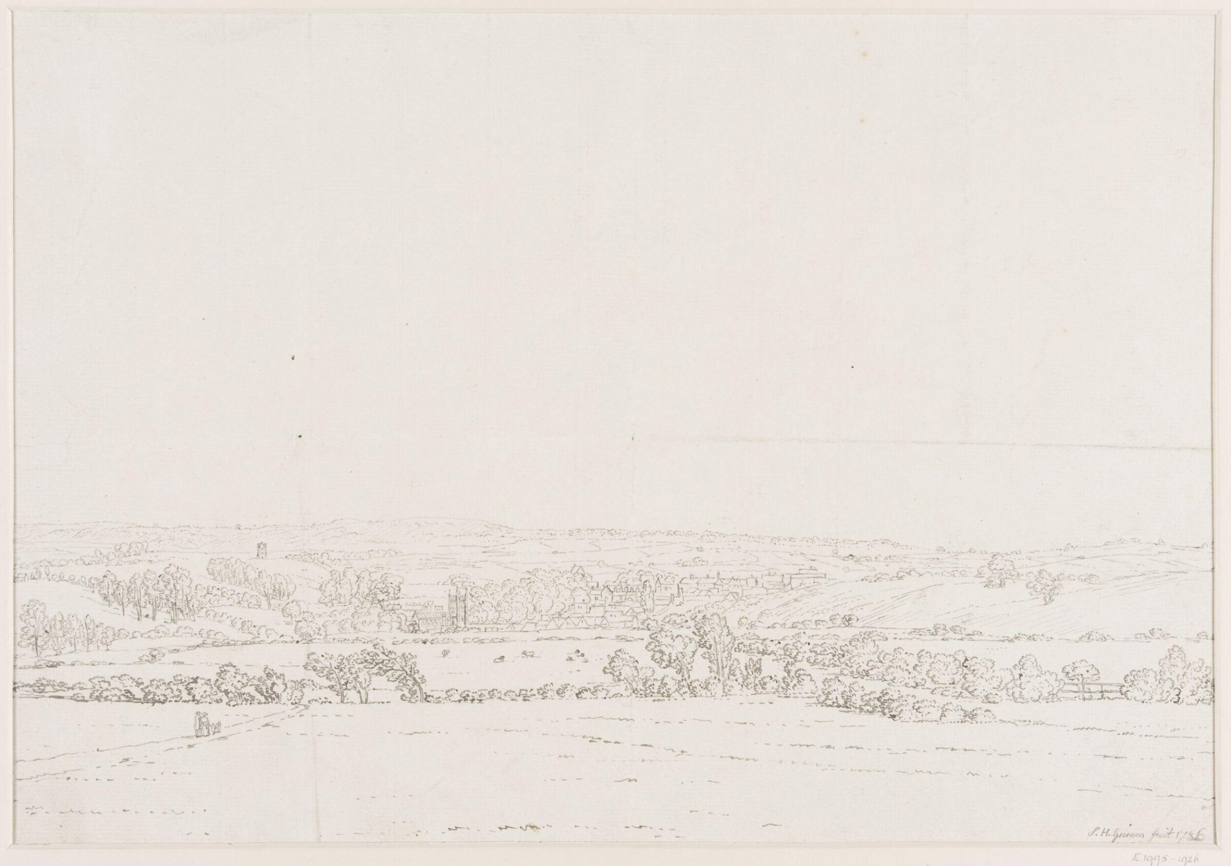 View of Bruton, coming from Gilcomb farm, Samuel Hieronymus Grimm, 1786